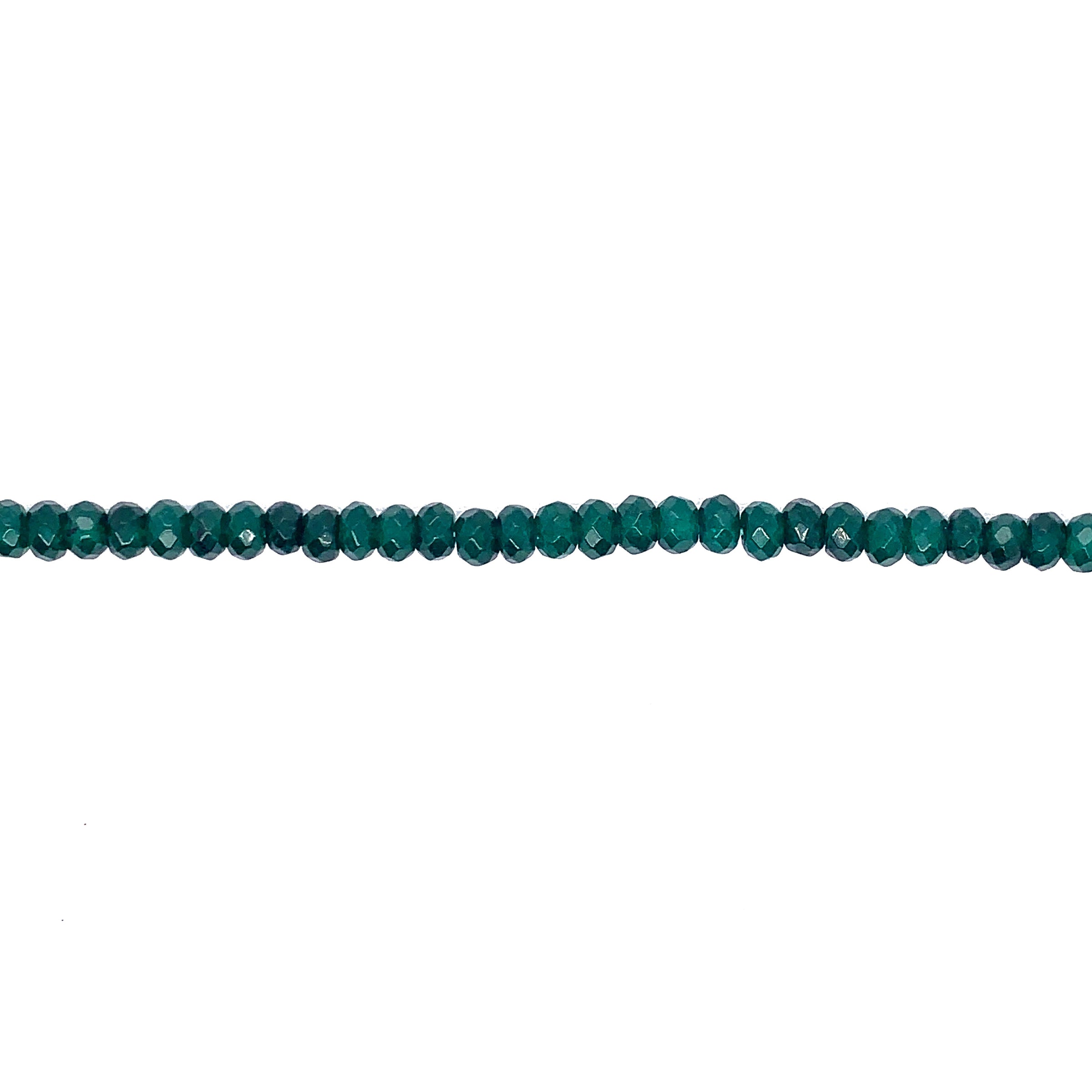2x4mm Jade Rondelle Faceted Choker 13'' Necklace - Green With Silver Clasp