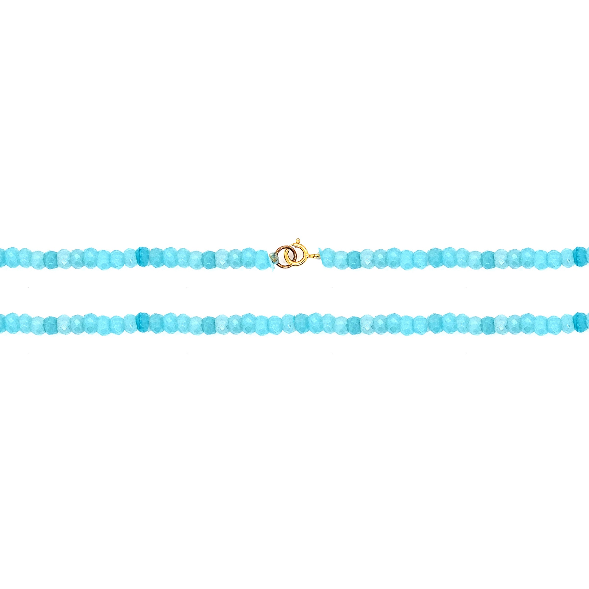 2x4mm Jade Rondelle Faceted Choker 13'' Necklace - Teal With Gold Clasp