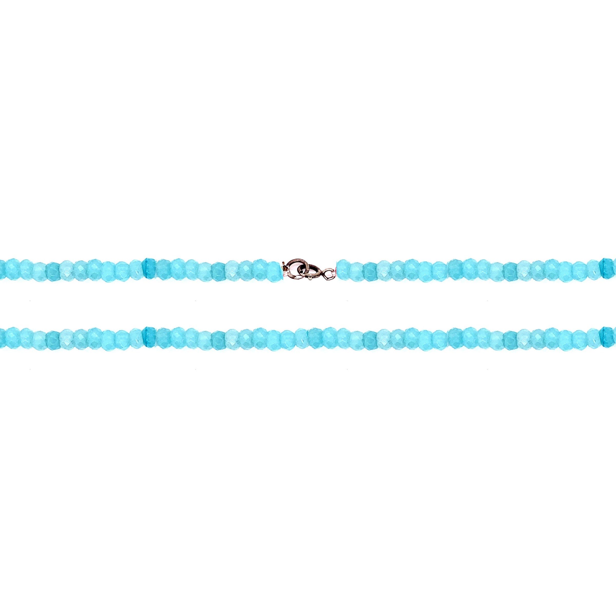 2x4mm Jade Rondelle Faceted Choker 13'' Necklace - Teal With Silver Clasp