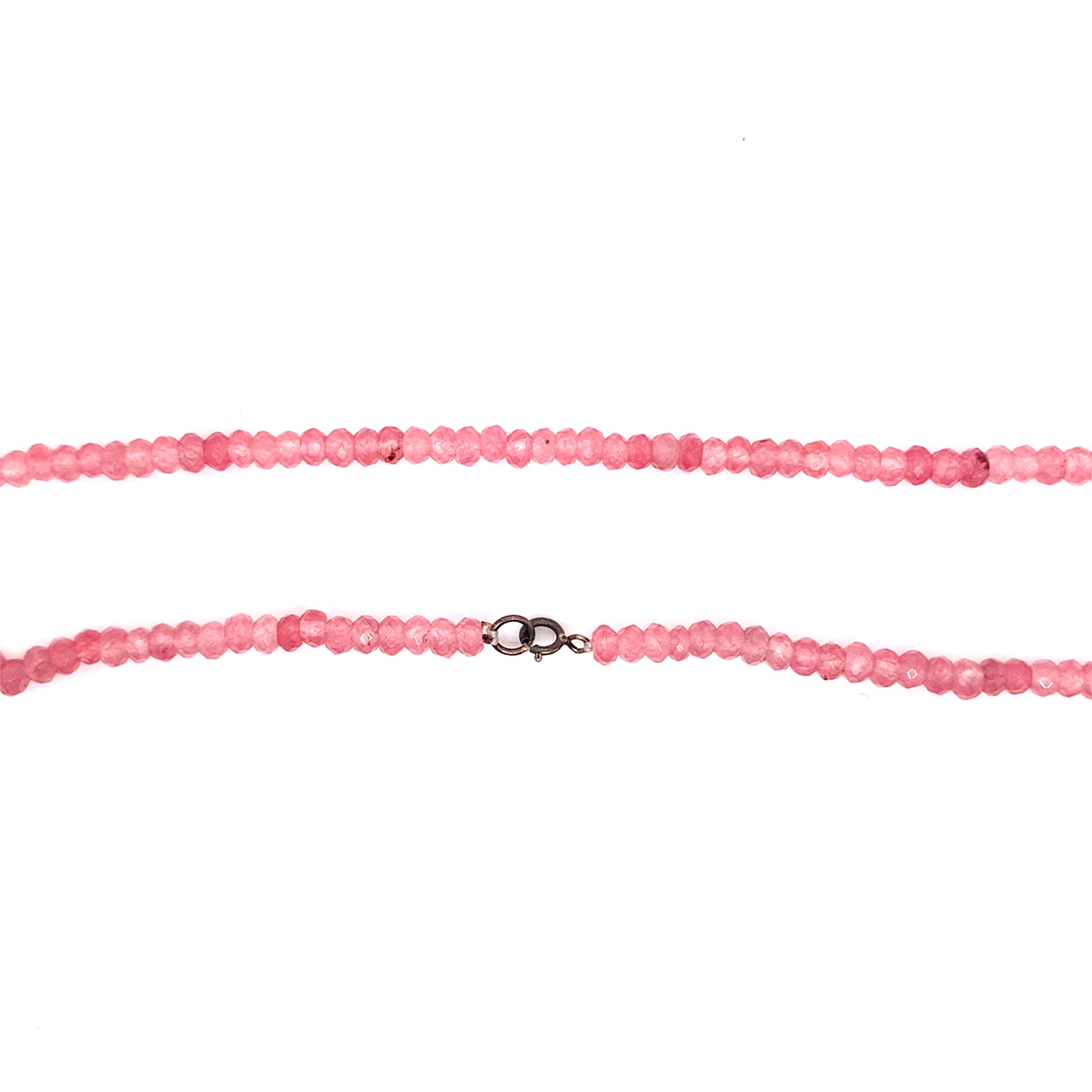 2x4mm Jade Rondelle Faceted Choker 13'' Necklace - Light Pink With Silver Clasp