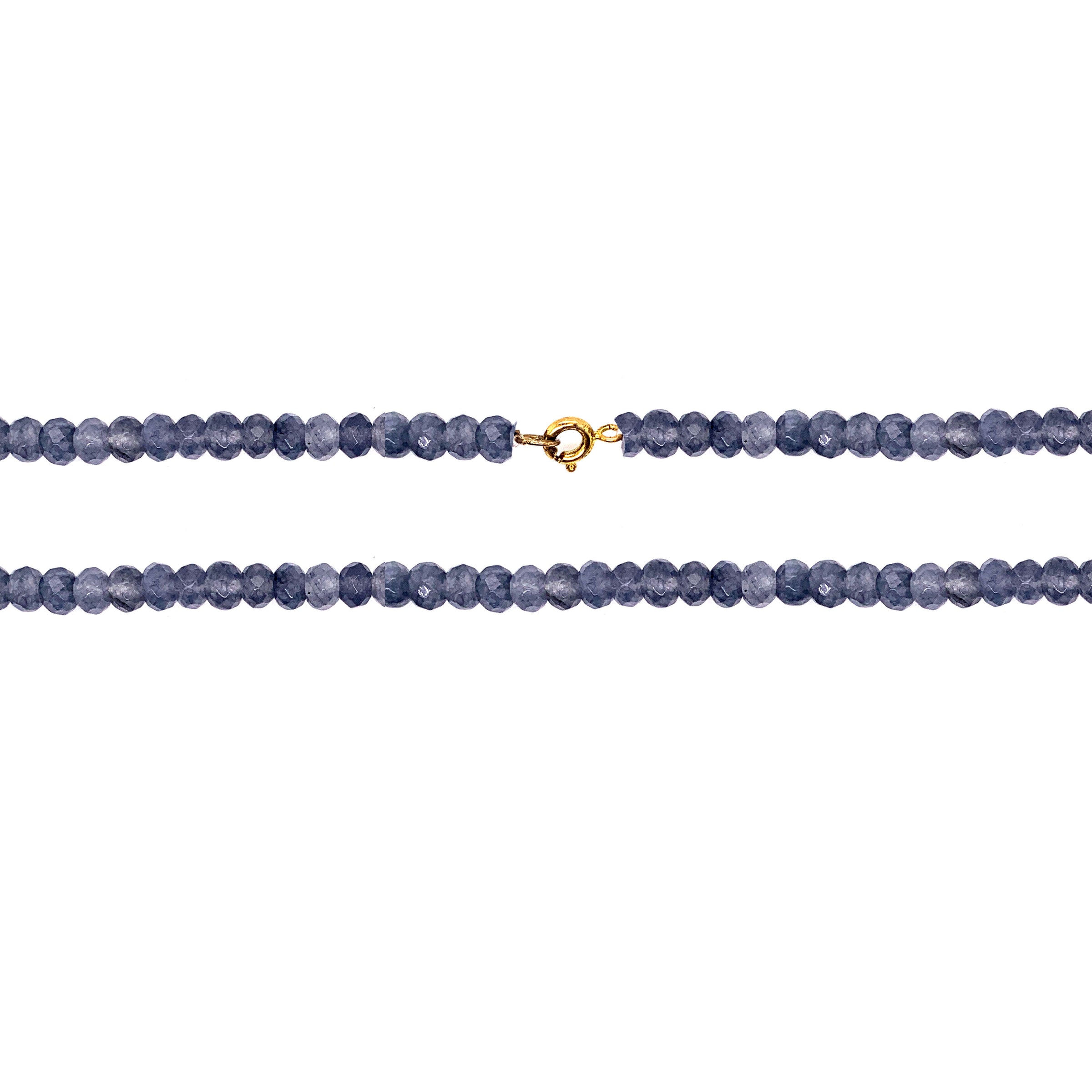 4x6mm Jade Rondelle Facted Choker 13'' Necklace - Gray With Gold Clasp