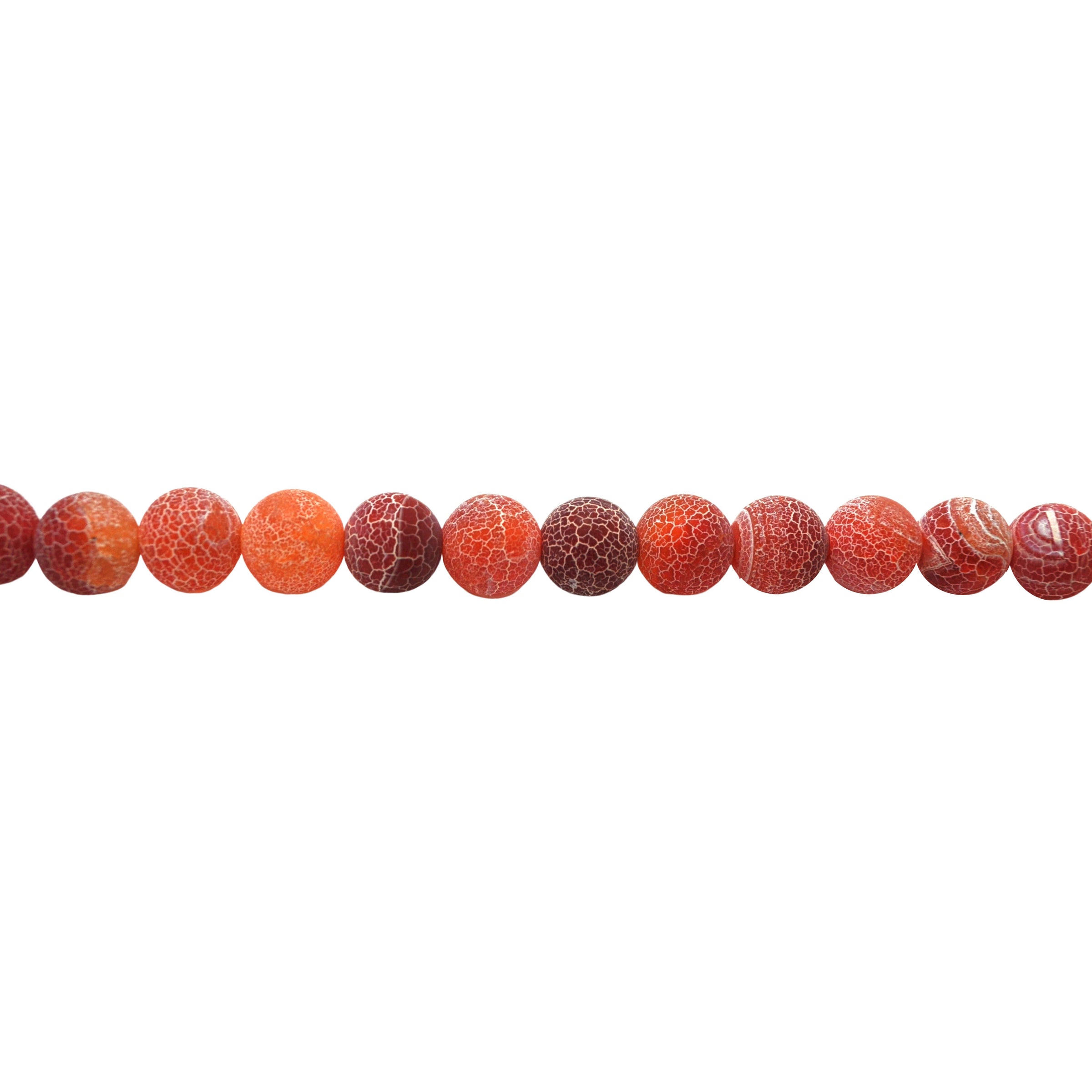 10mm Red Frosted Cracked Agate - Round