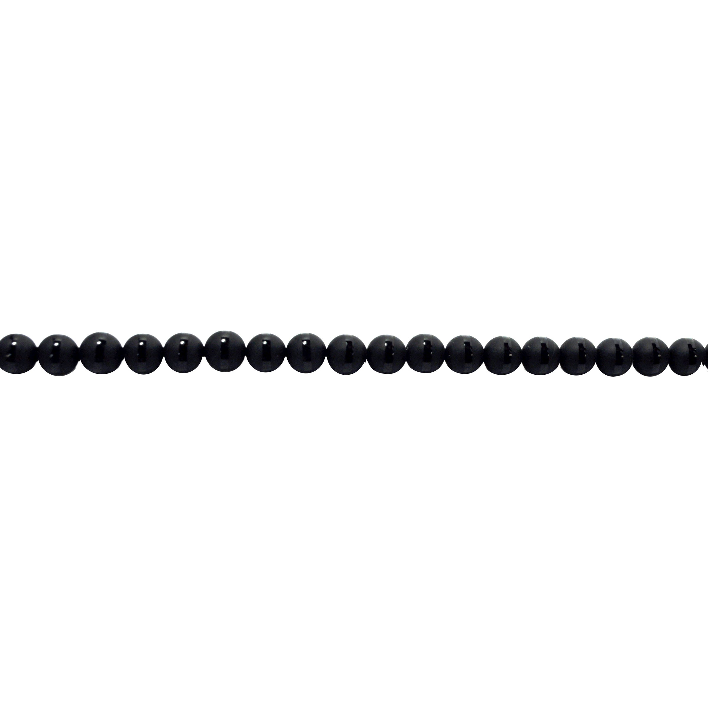 8mm Striped Black Frosted Black Onyx - Round