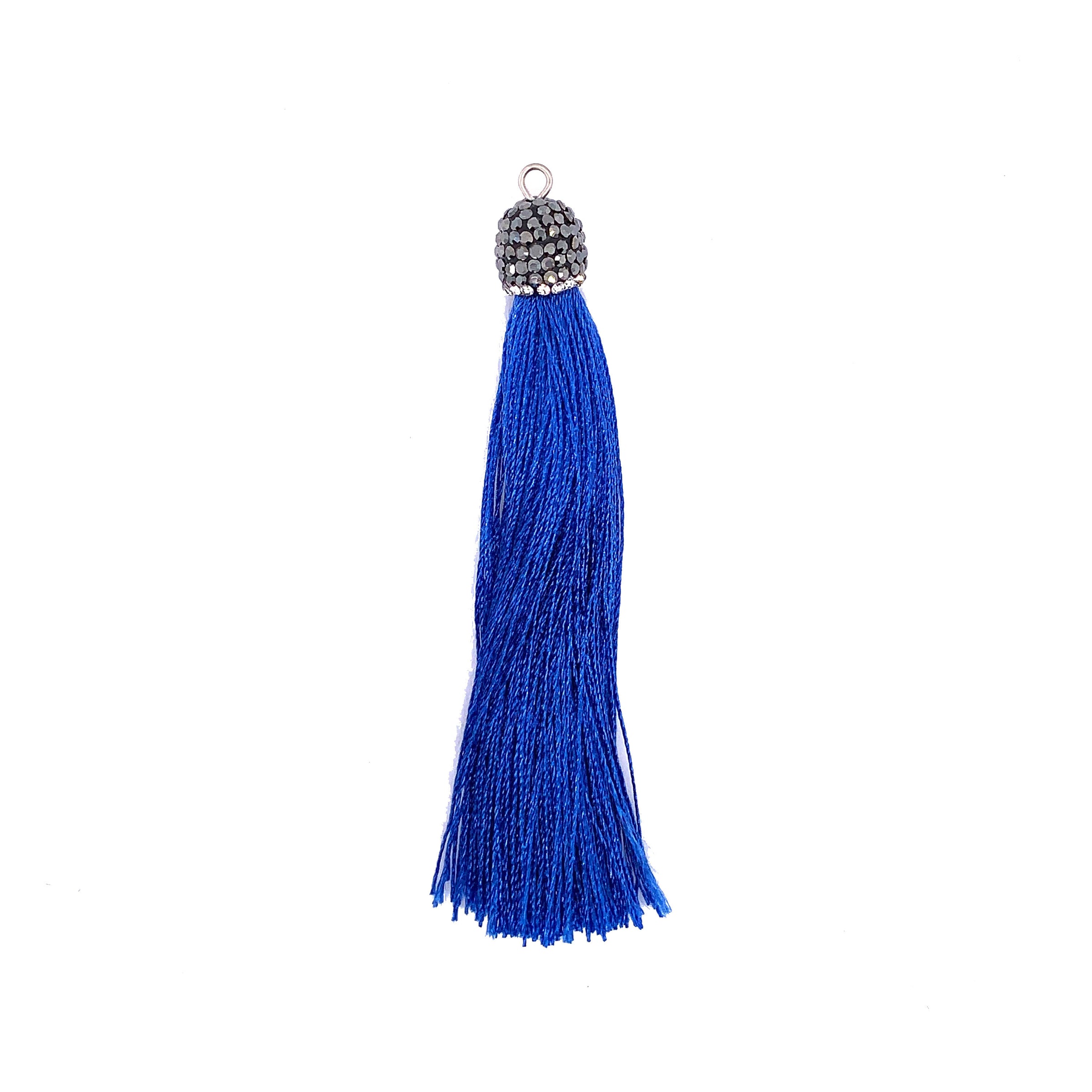 Long Cobalt Blue Tassel with Stone Cap
