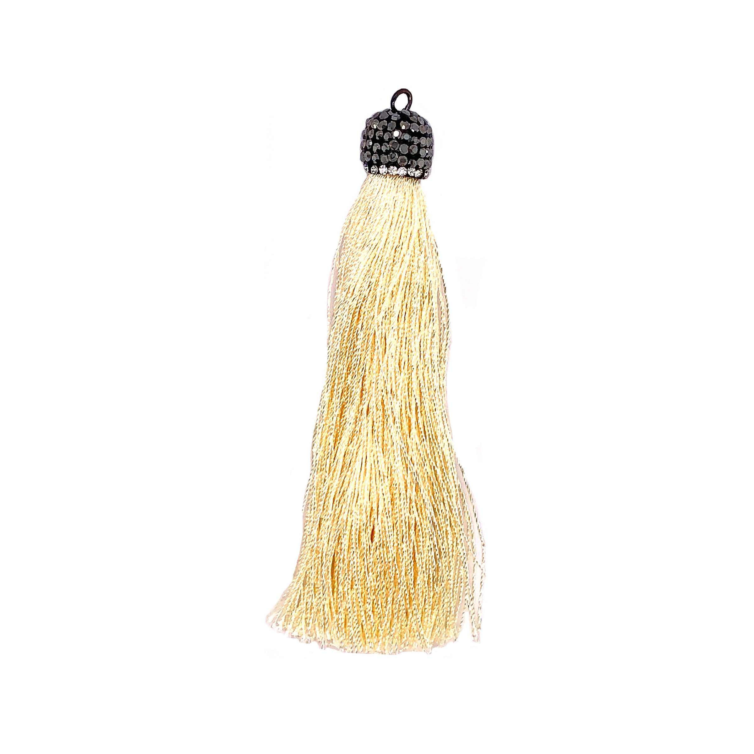 Long Cream Tassel with Stone Cap