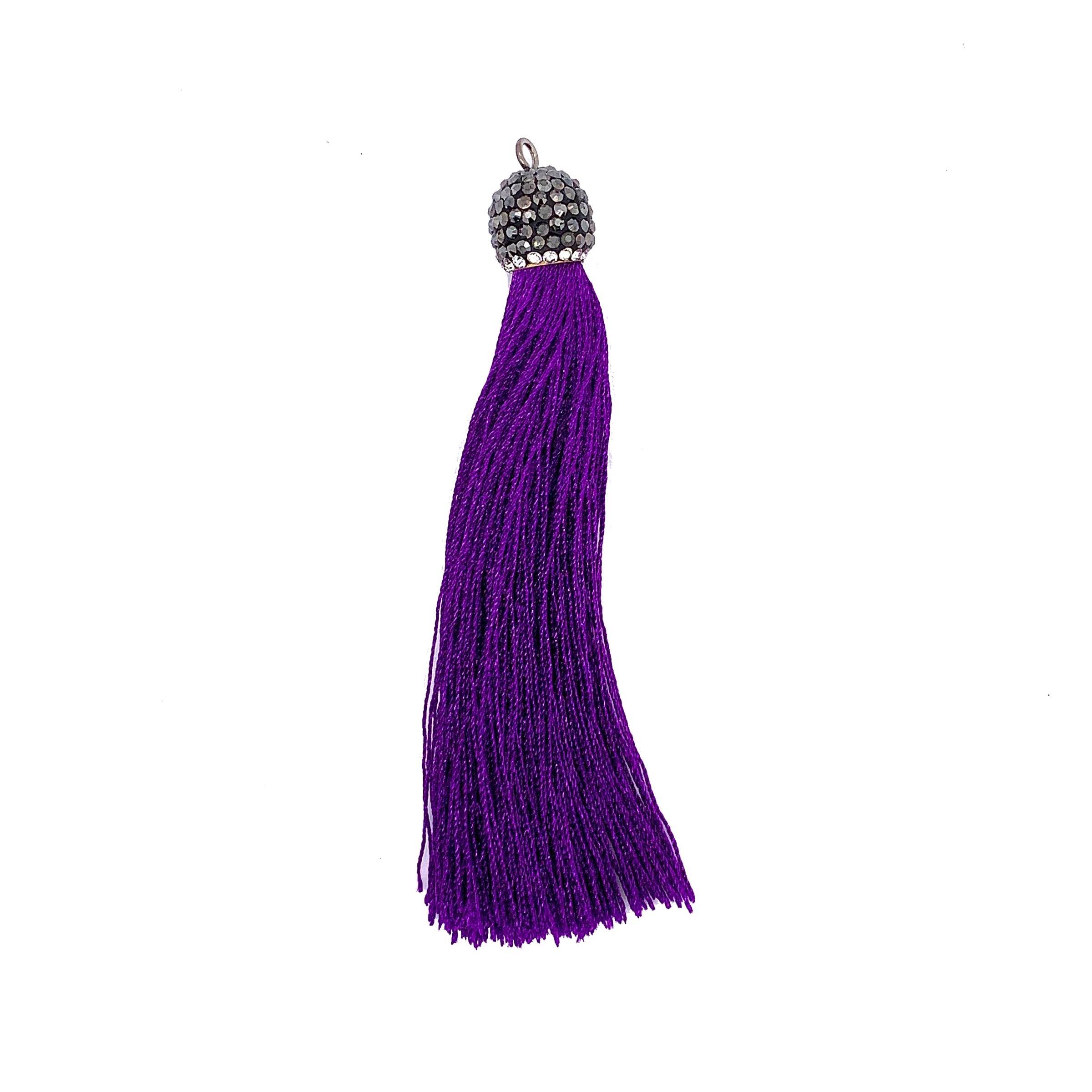 Long Purple Tassel with Stone Cap