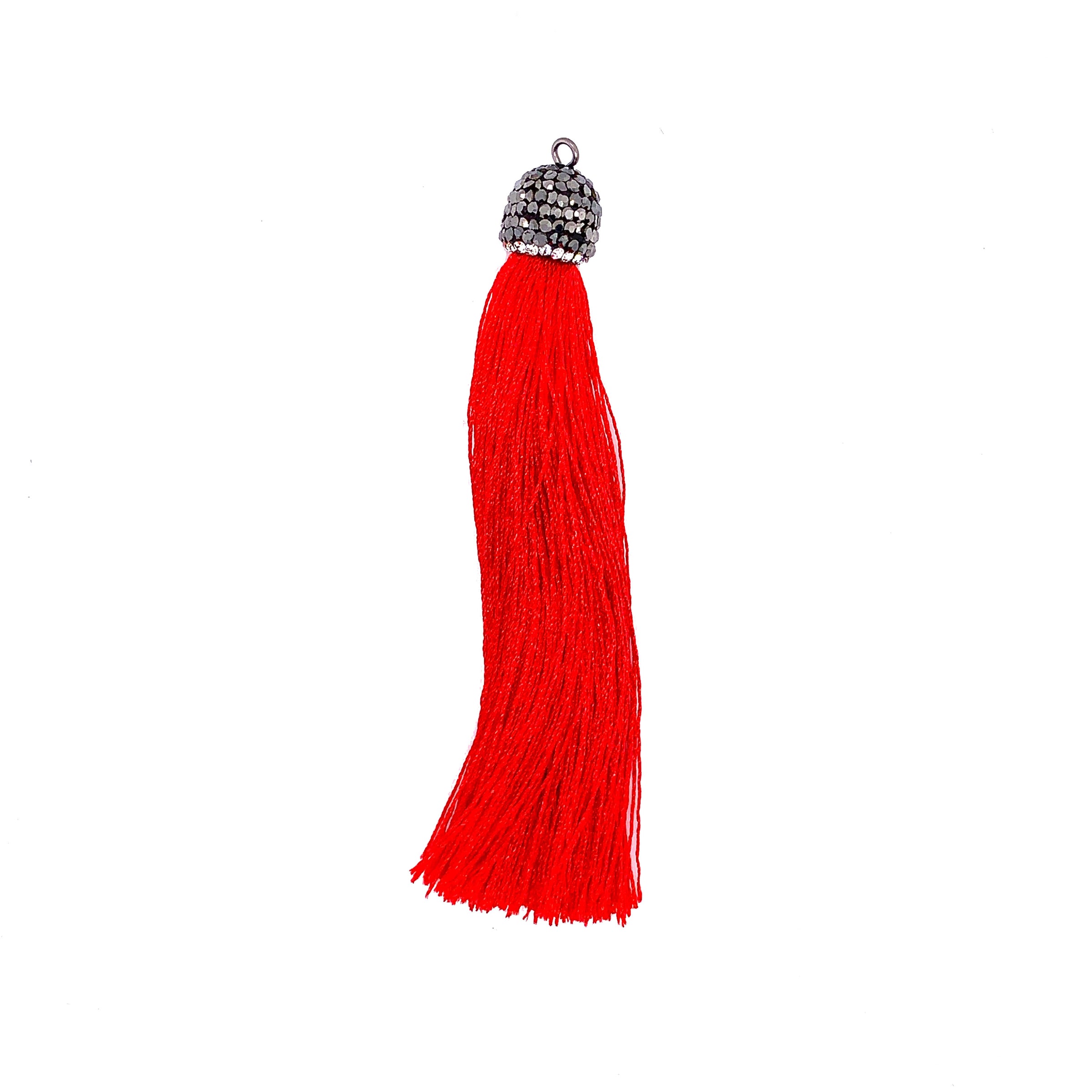 Long Red Tassel with Stone Cap