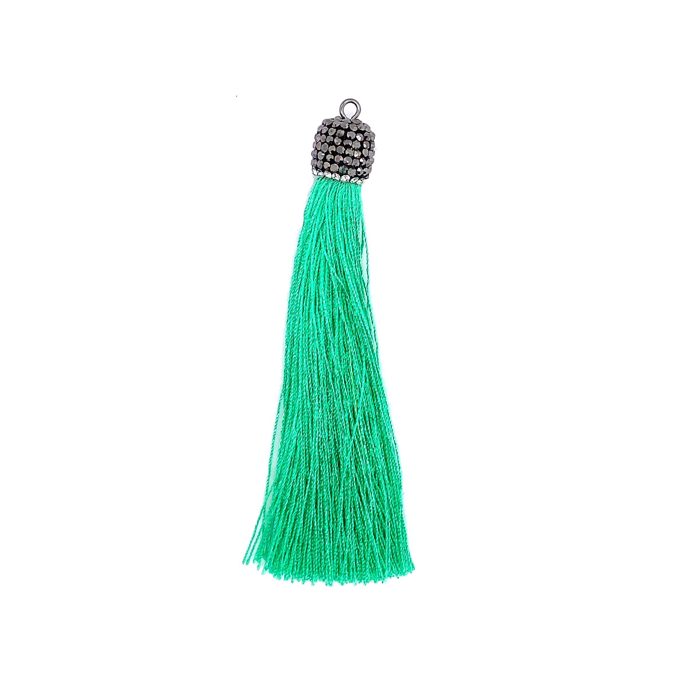 Long Seafoam Green Tassel with Stone Cap