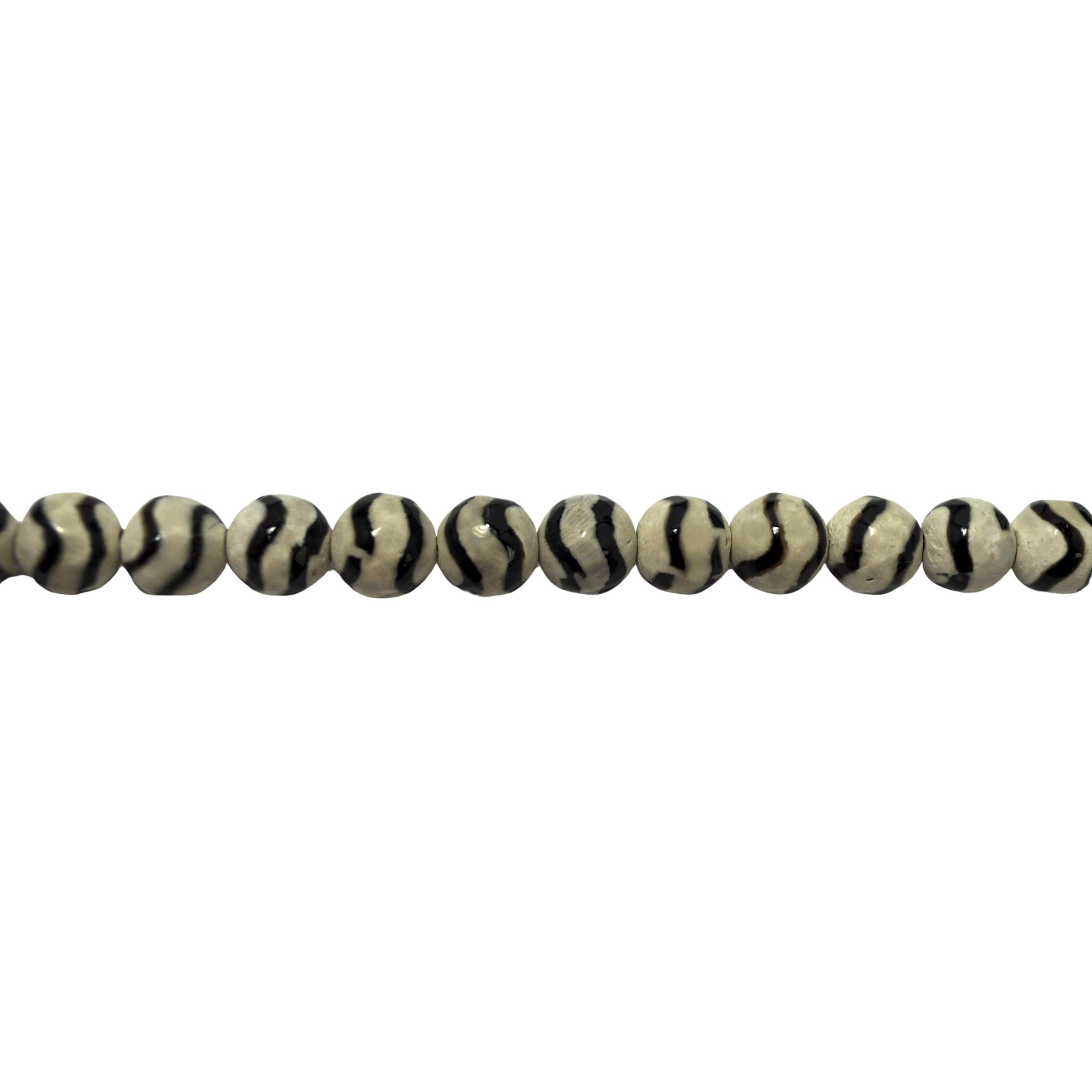 8mm Zebra Striped Tibetan Agate - Faceted