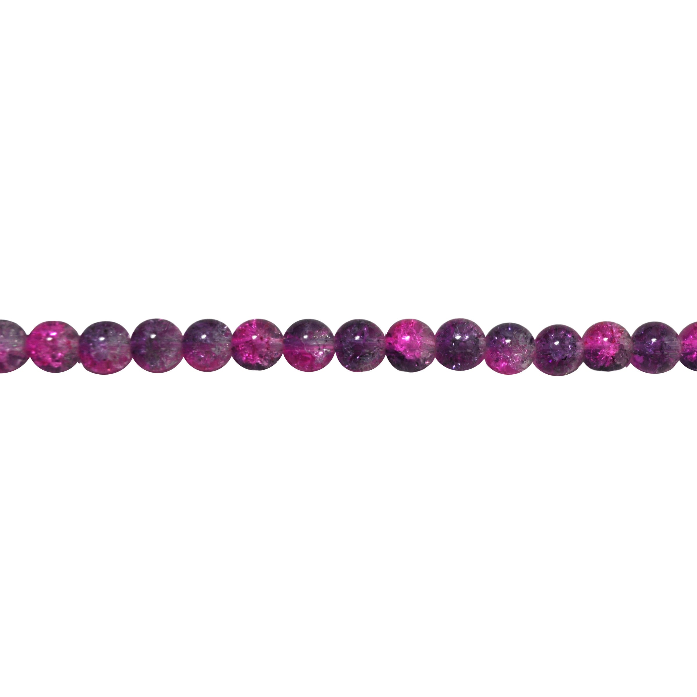 8mm Purple/Pink Crackle Glass - Round