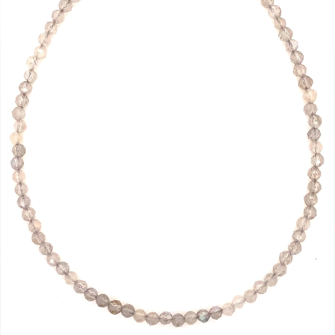 14" 3mm Faceted Labradorite Gemstone Necklace - Gold Plated