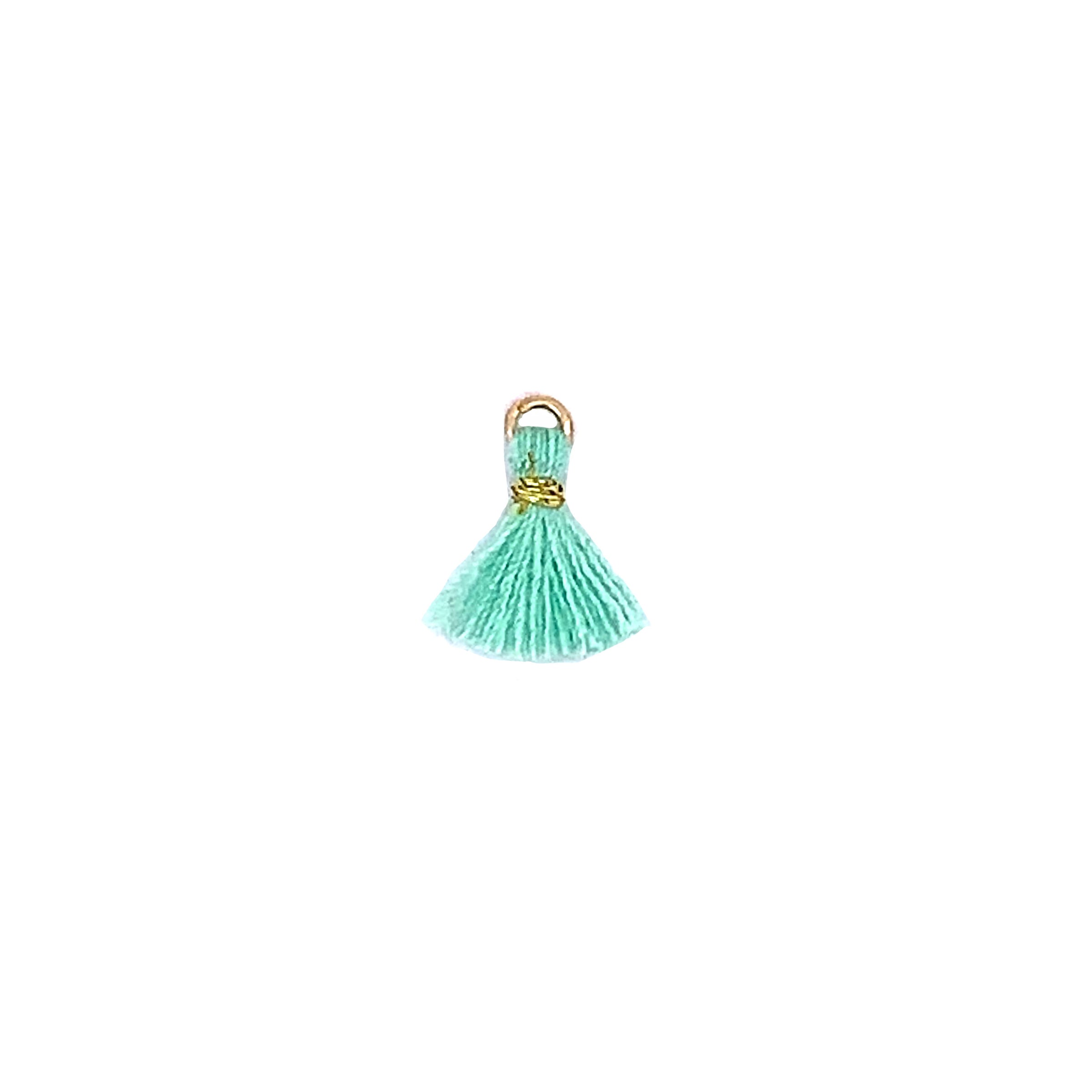 Mini Seafoam Green Wool Tassels - 10mm