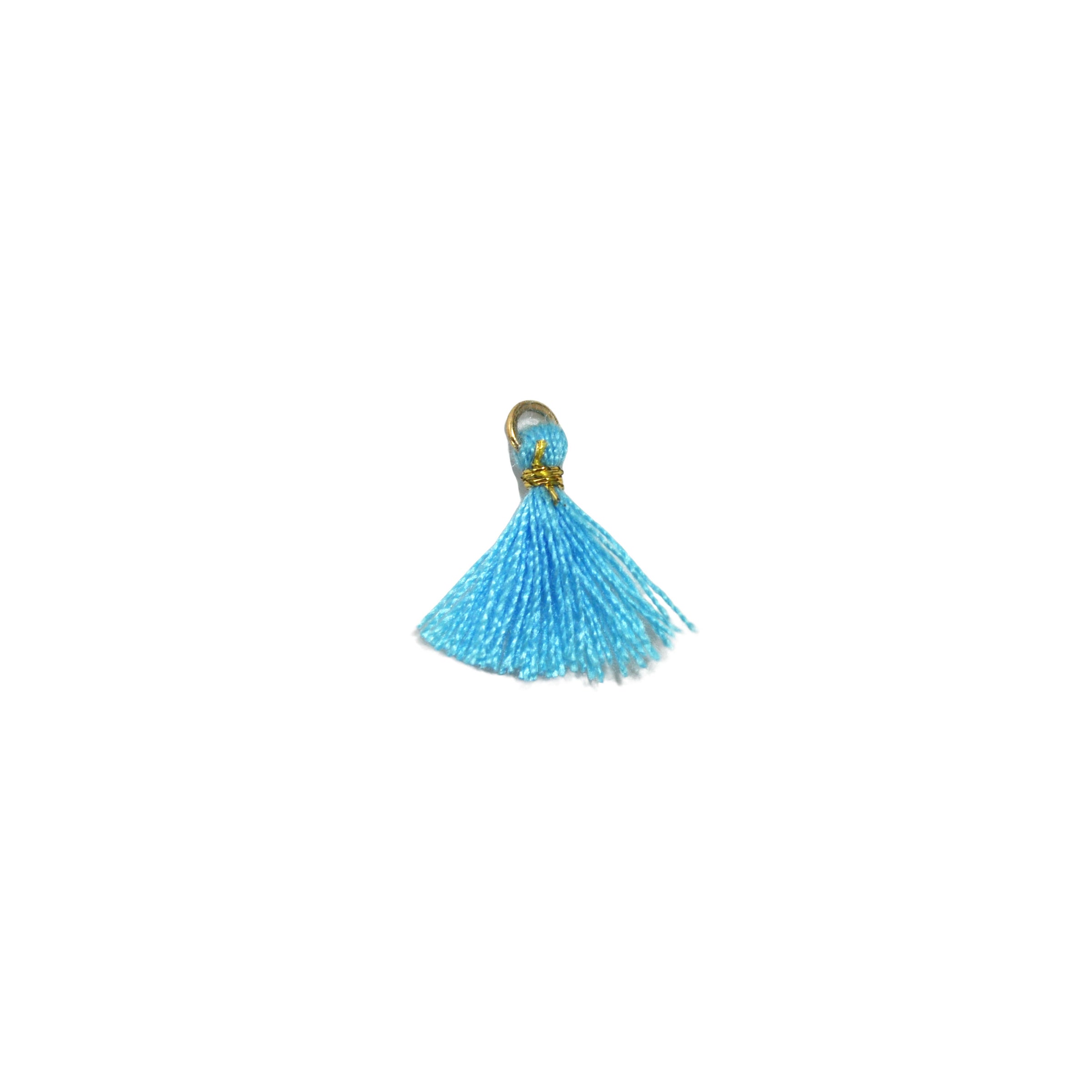 Mini Sky Blue Wool Tassels - 10mm