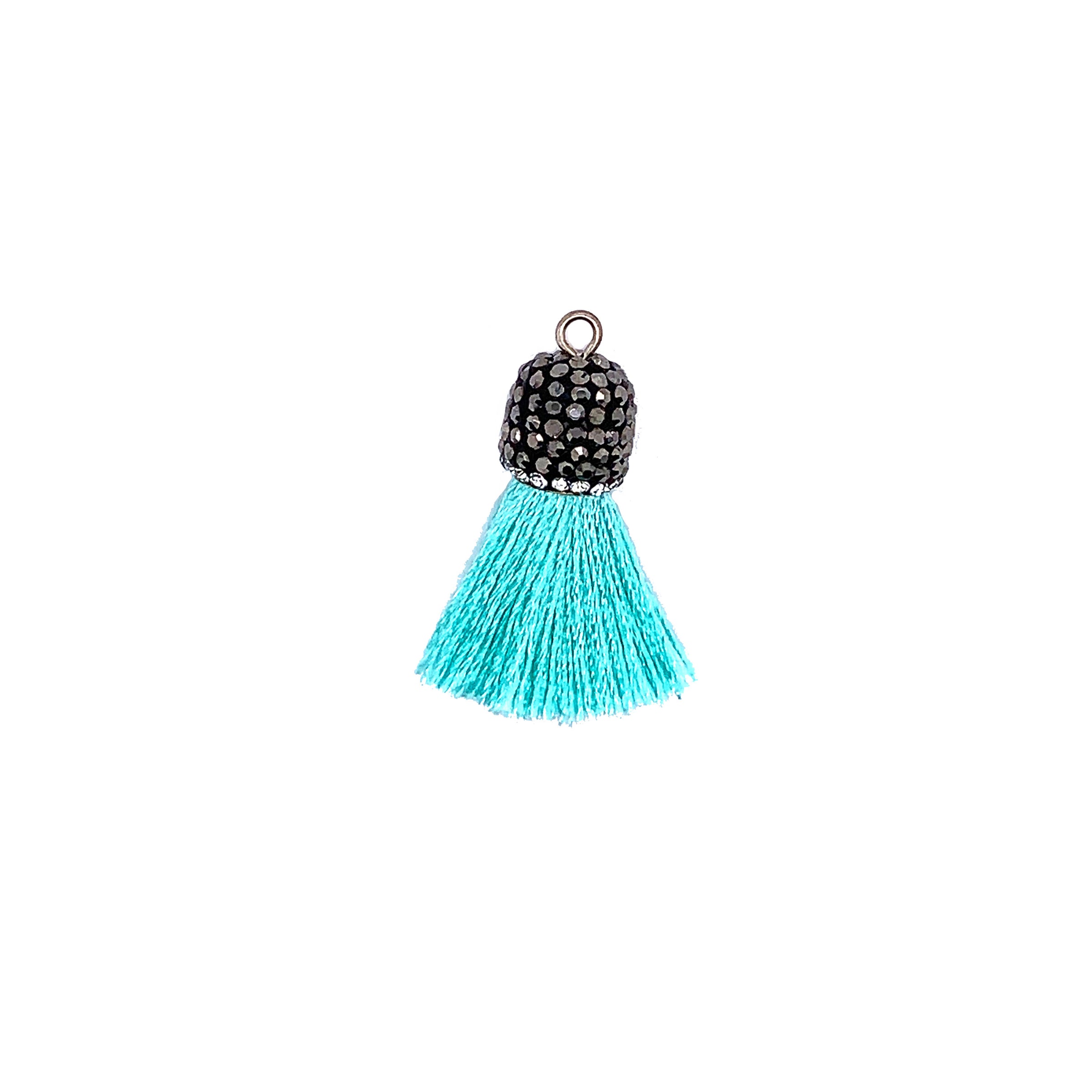 Short Cool Aqua Tassel with Stone Cap
