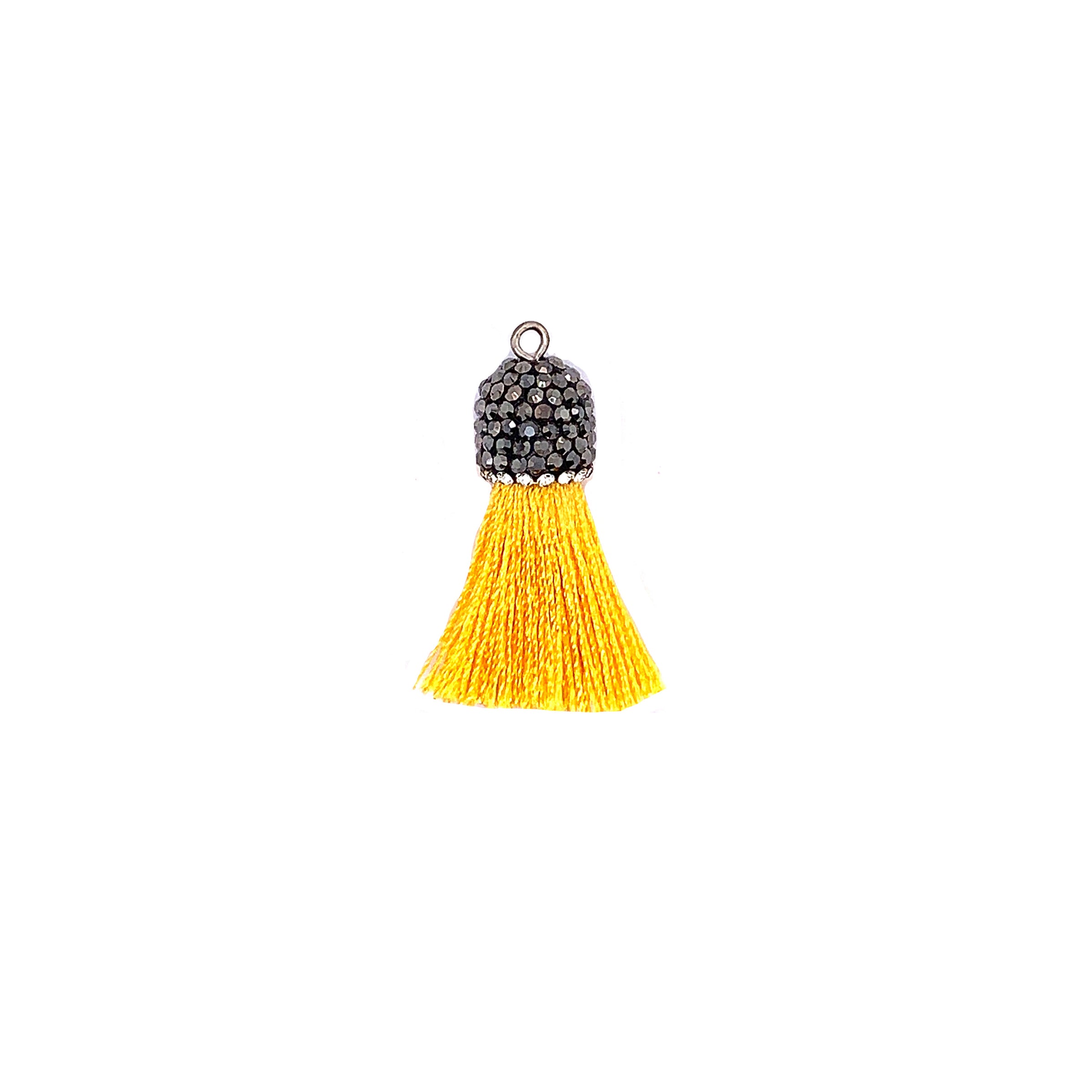 Short Medallion Gold Tassel with Stone Cap