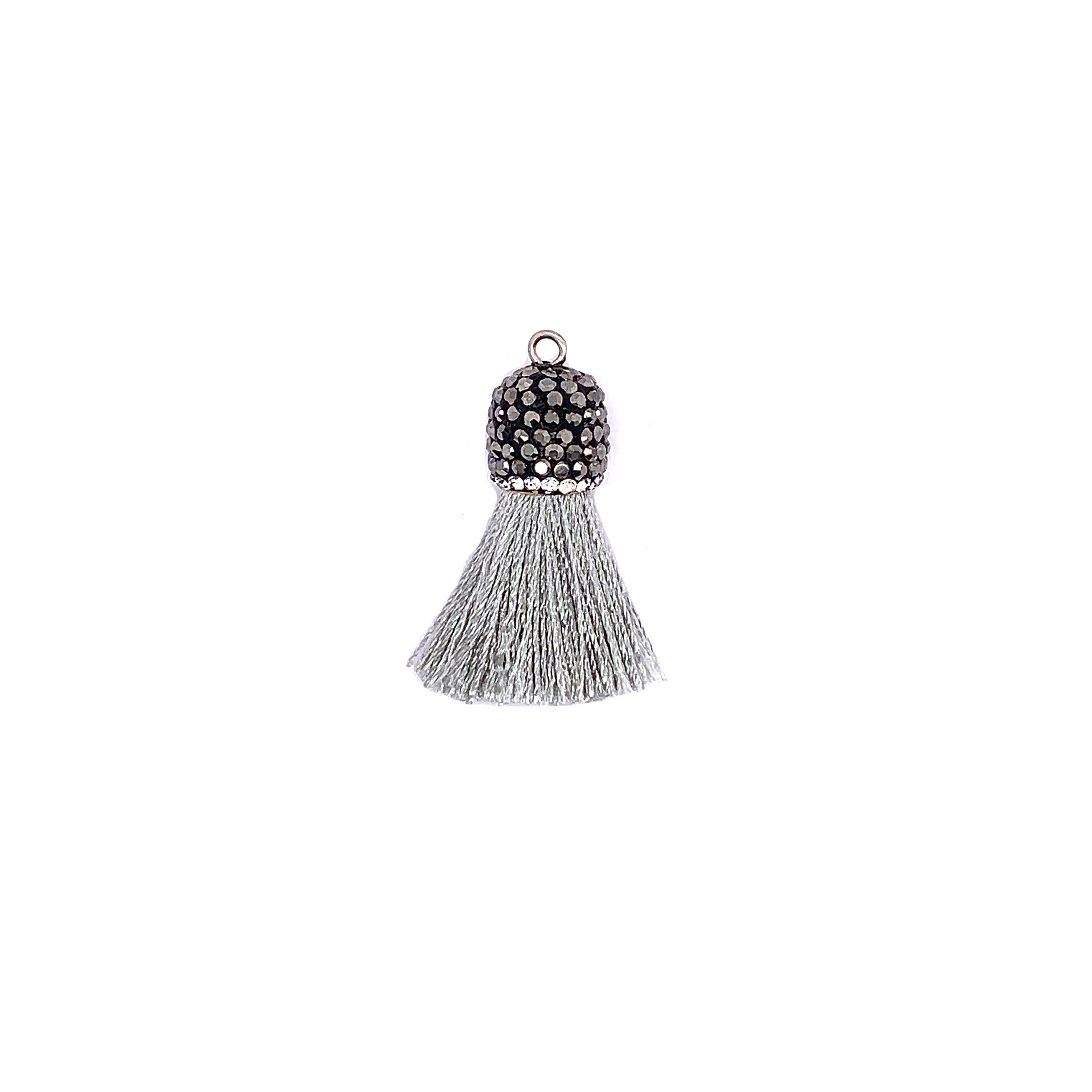 Short Gray Tassel with Stone Cap