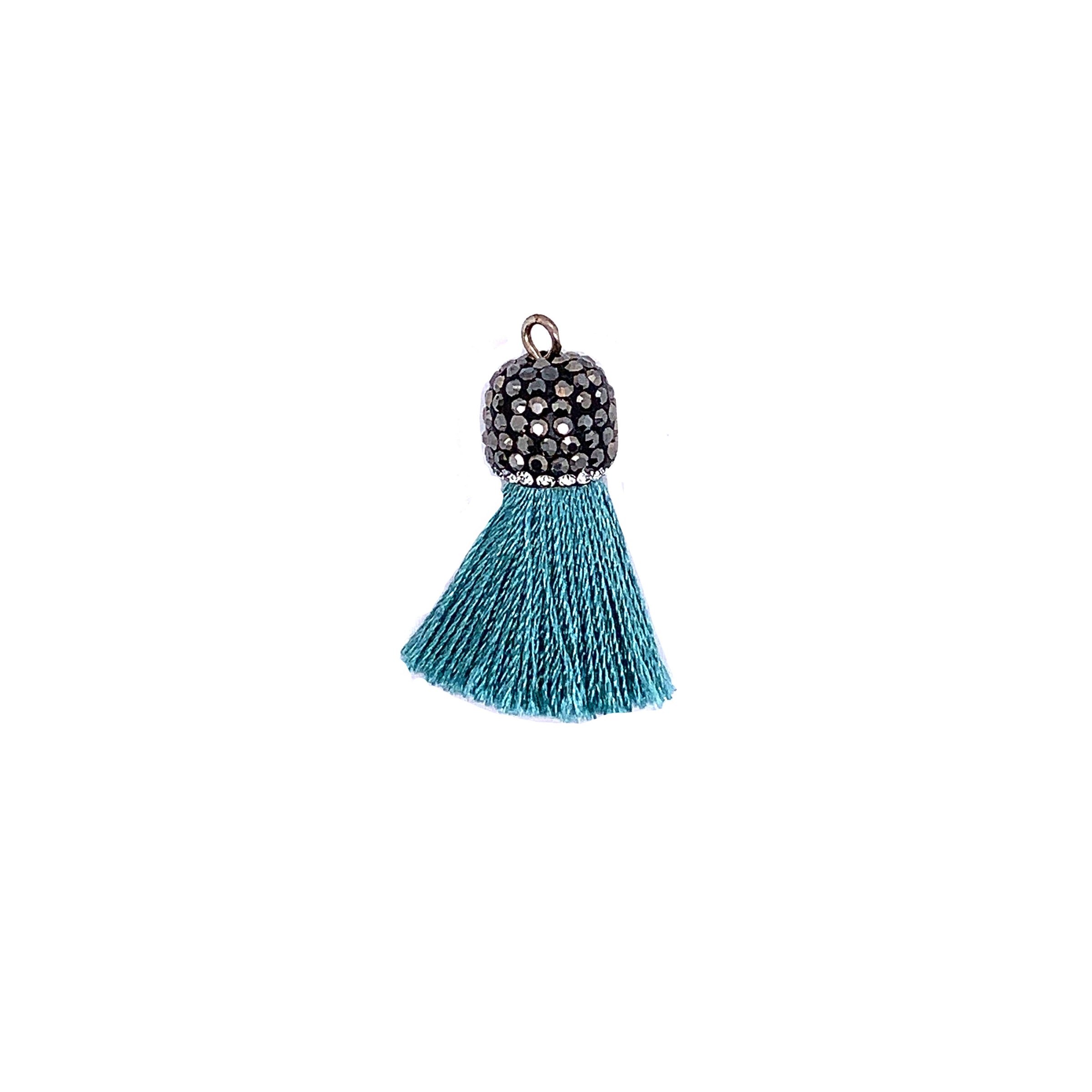 Short Ocean Blue Tassel with Stone Cap