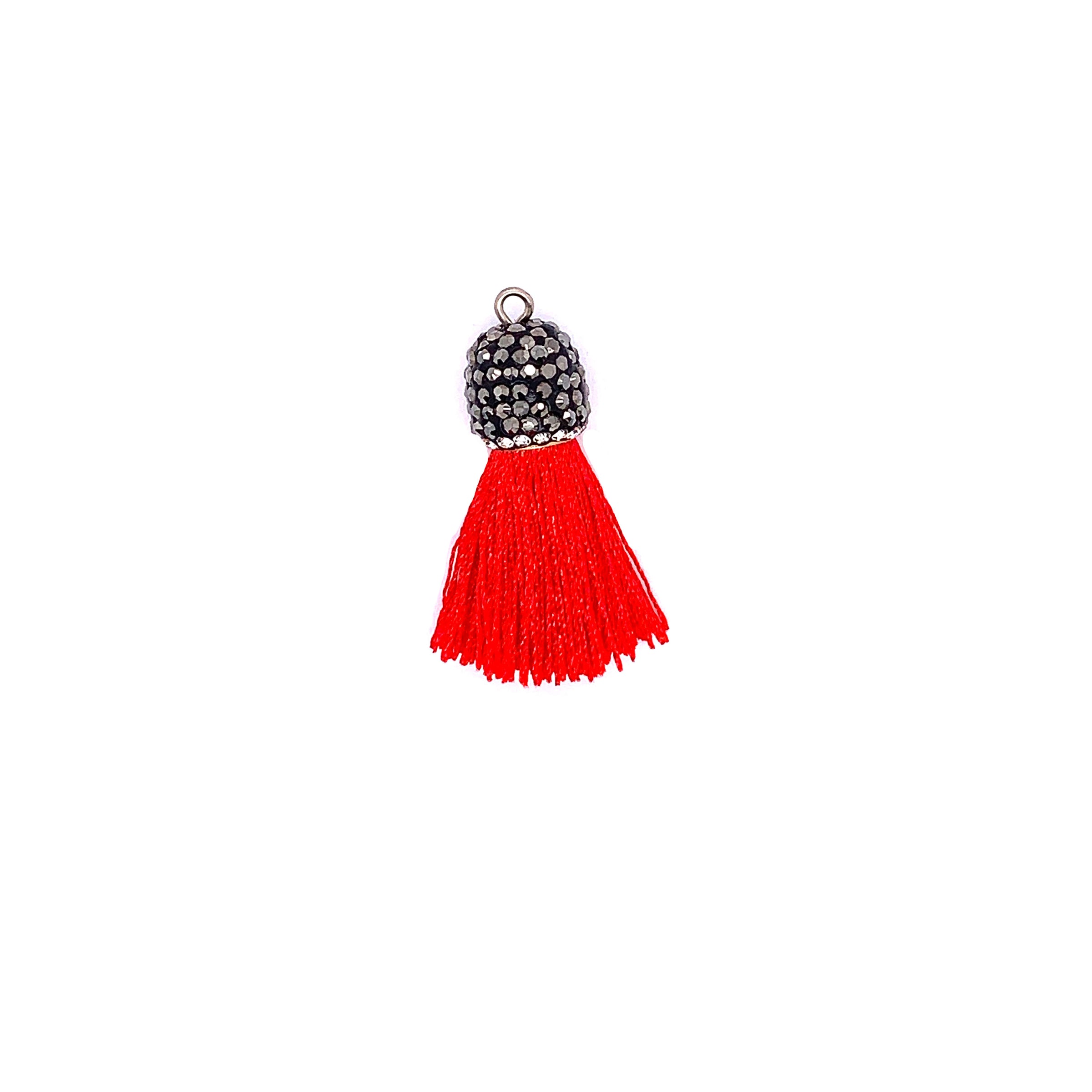 Short Red Tassel with Stone Cap