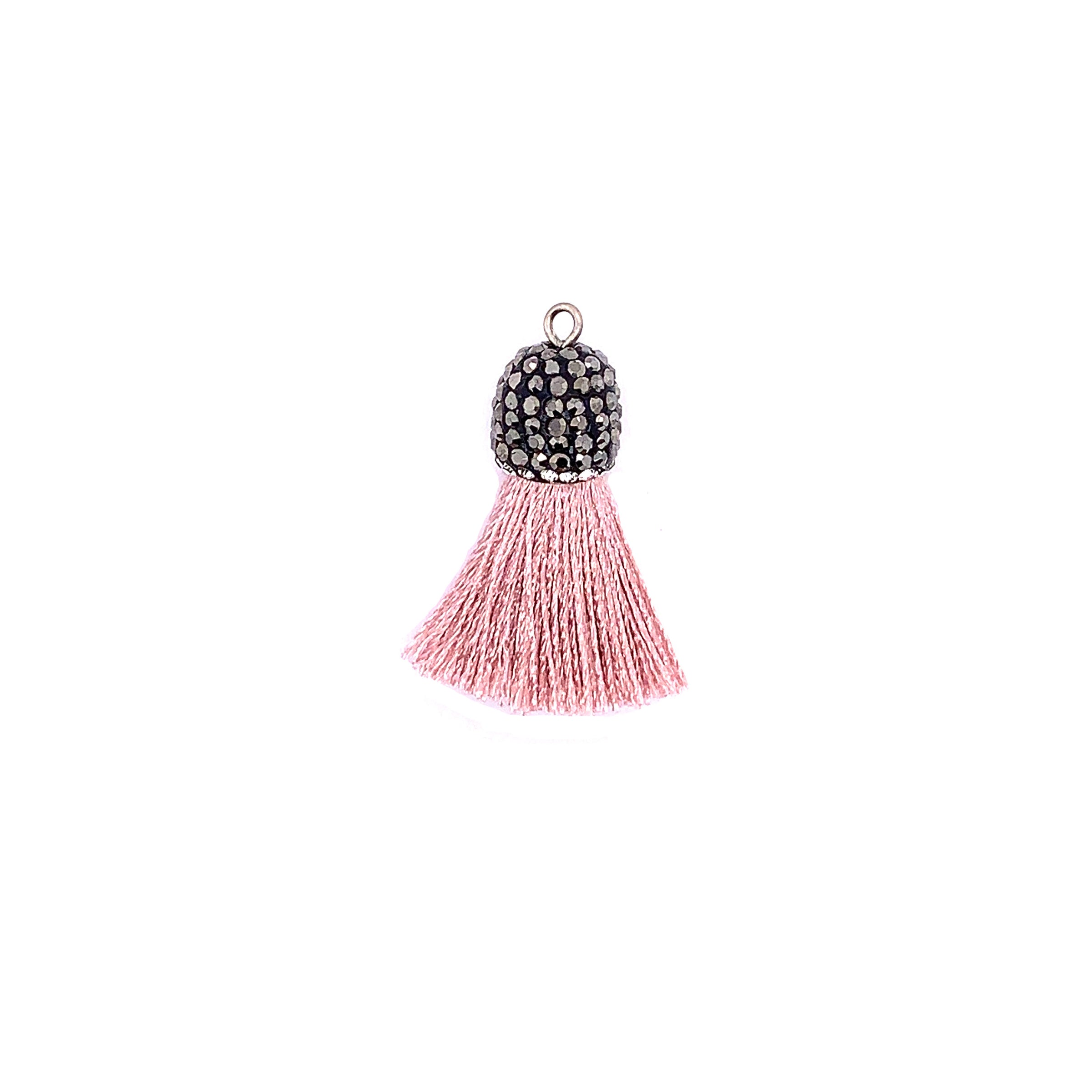 Short Lilac Tassel with Short Rose Tassel with Stone Cap Cap