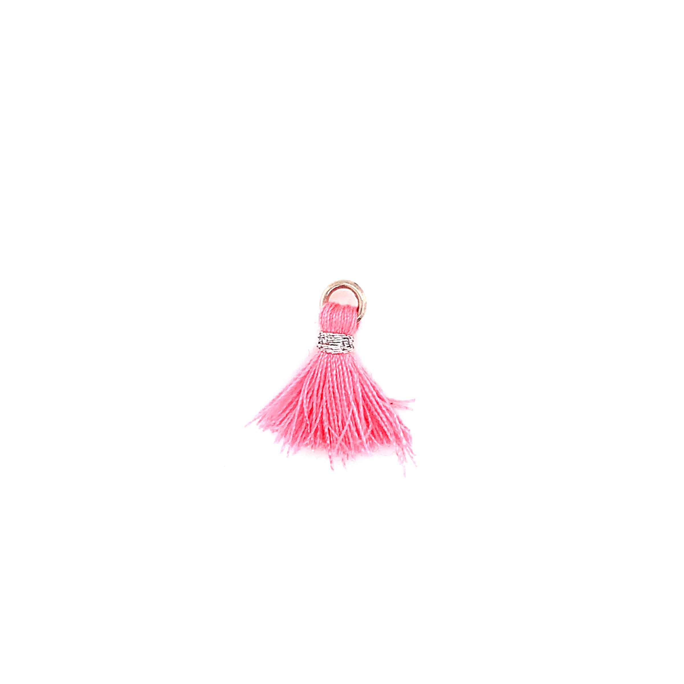 Mini Pink Tassels with Silver Jump Ring