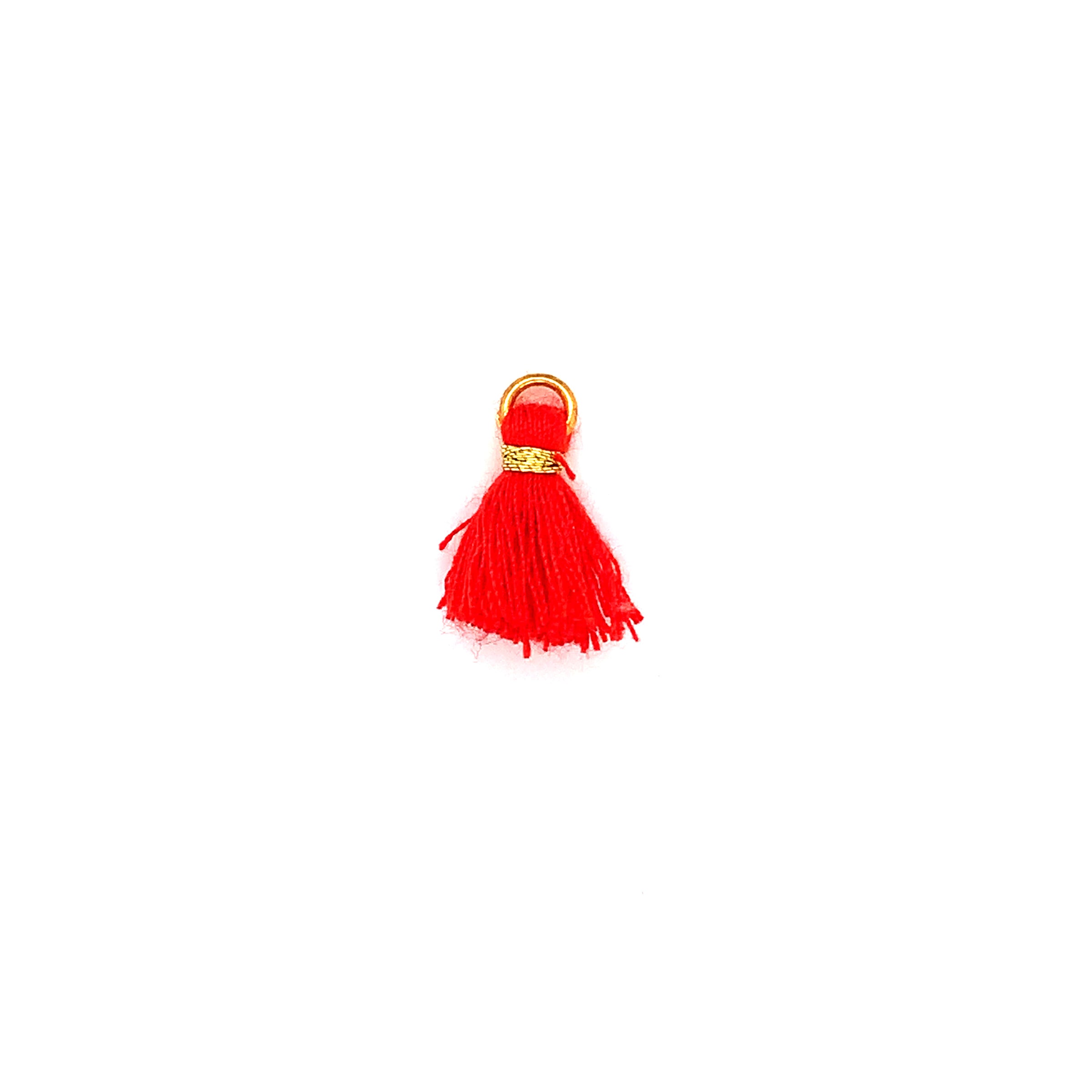 Mini Red Tassels with Gold Jump Ring