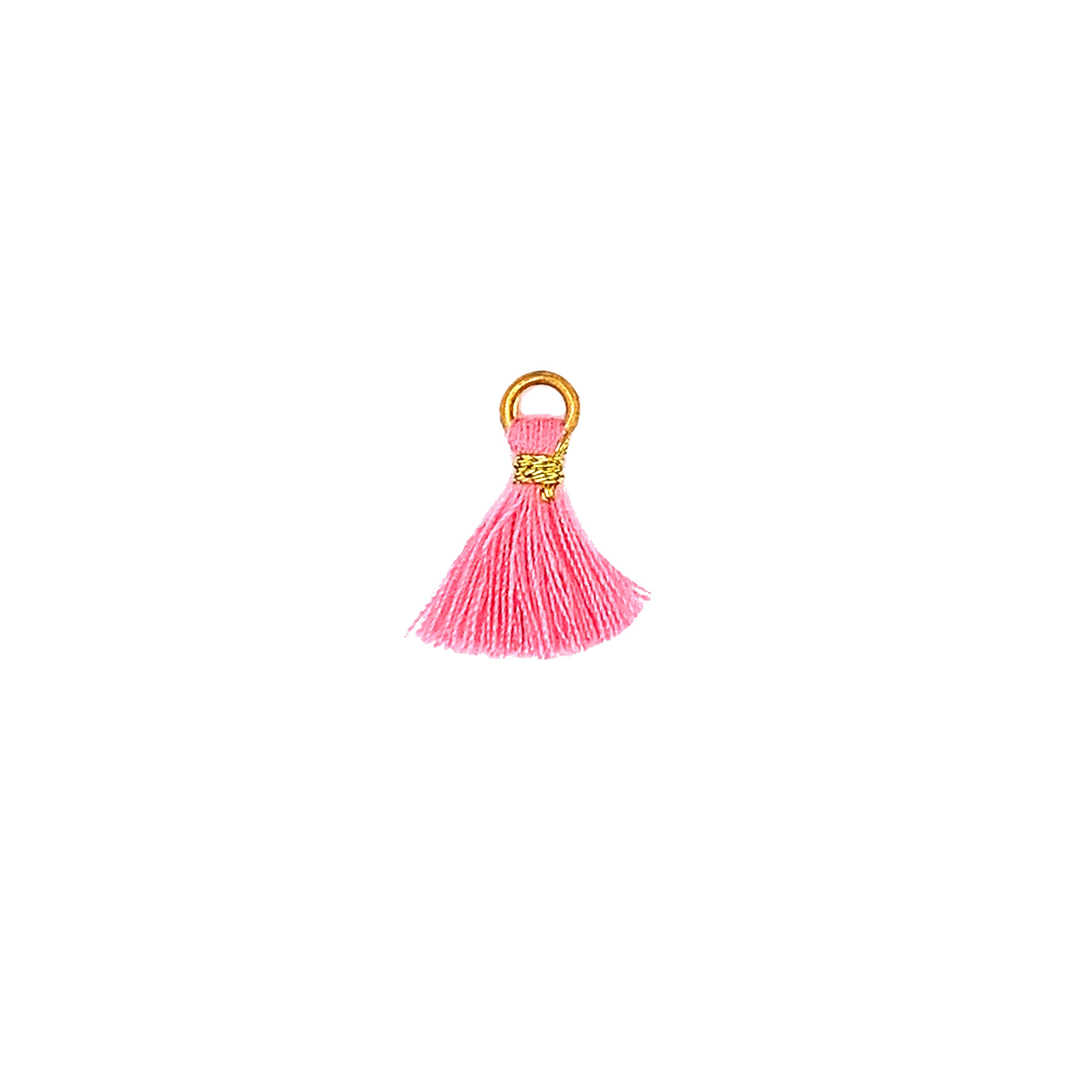 Mini Pink Tassels with Gold Jump Ring