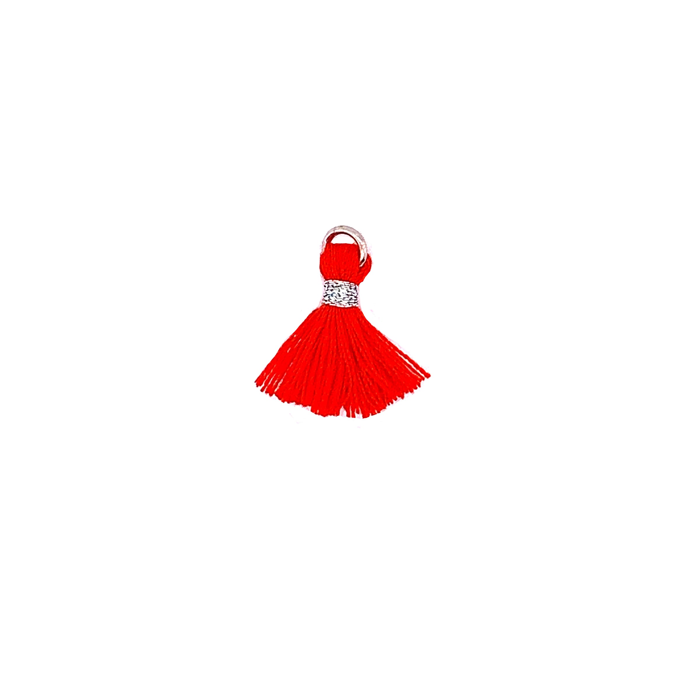 Mini Red Tassels with Silver Jump Ring