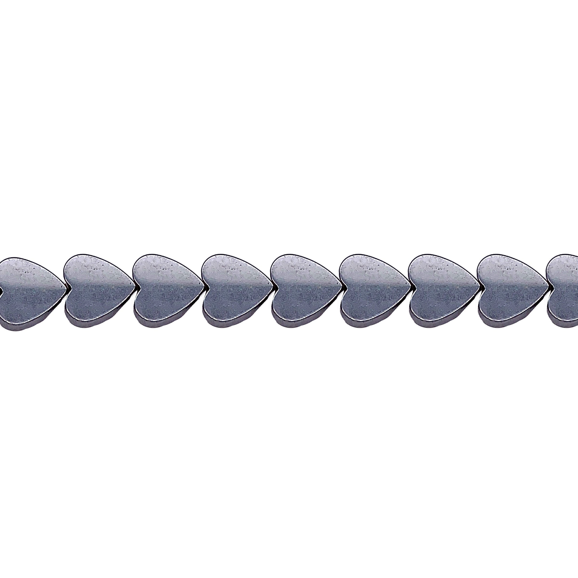 8mm Heart Hematite Beads