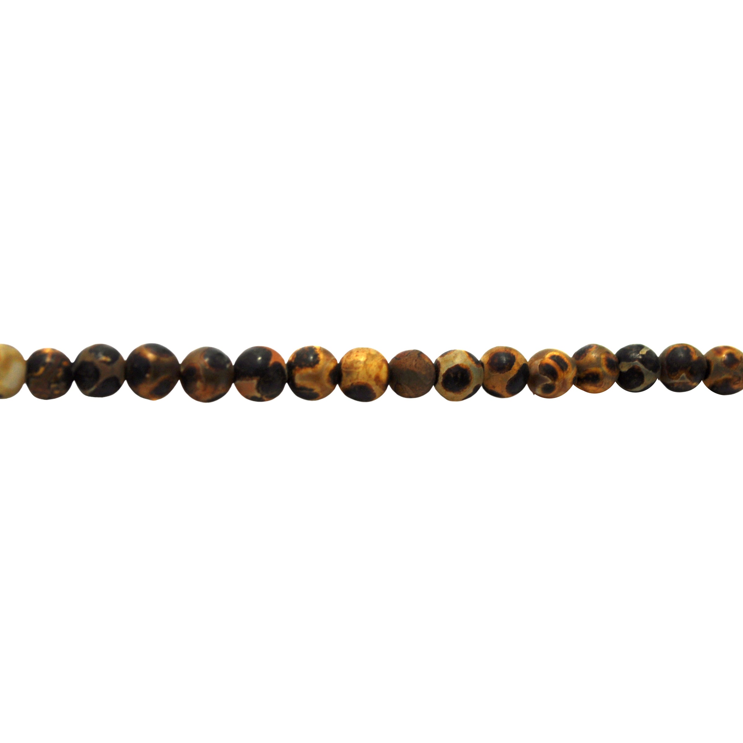 6mm Brown Spotted Tibetan Agate - Round