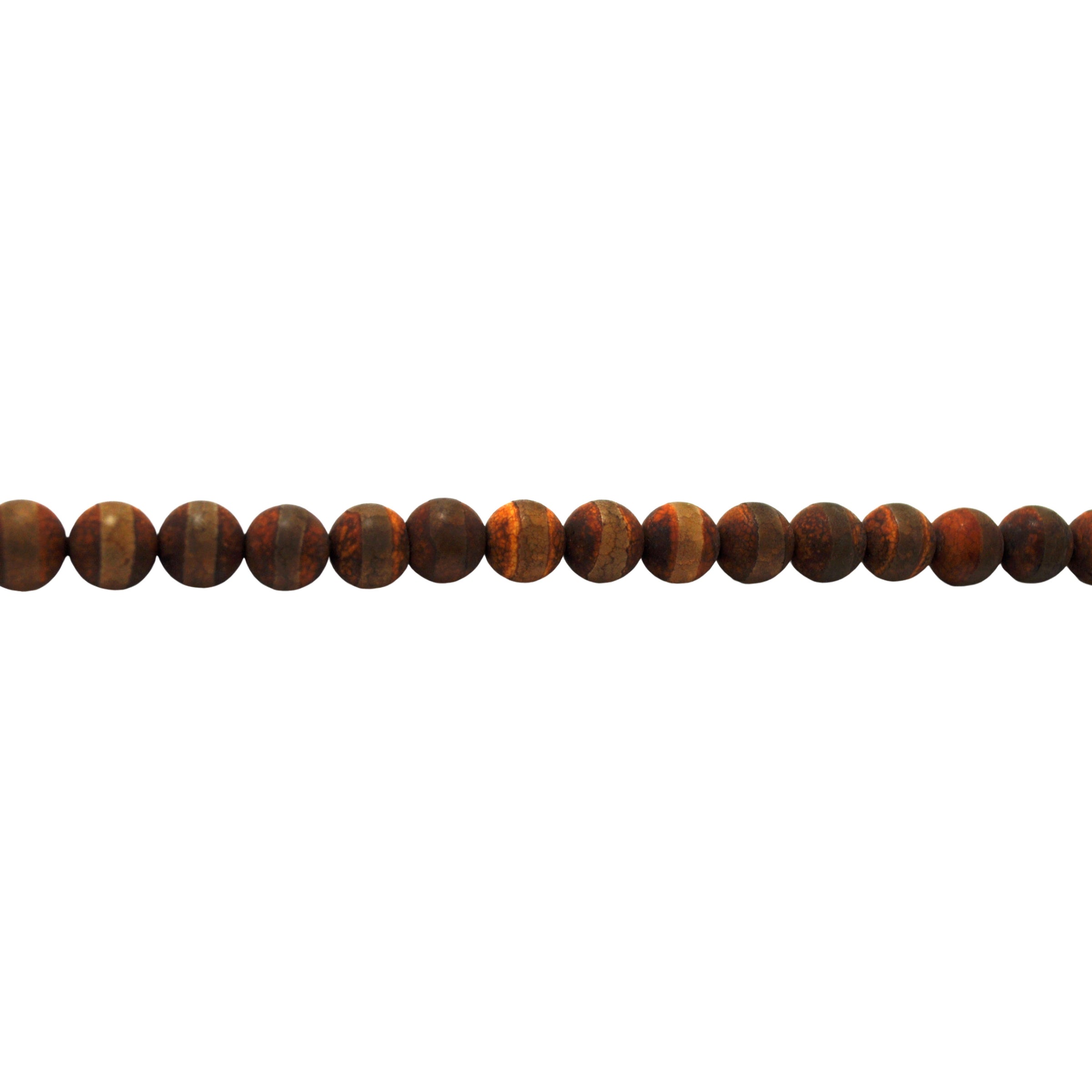 8mm Brown Striped Tibetan Agate - Round