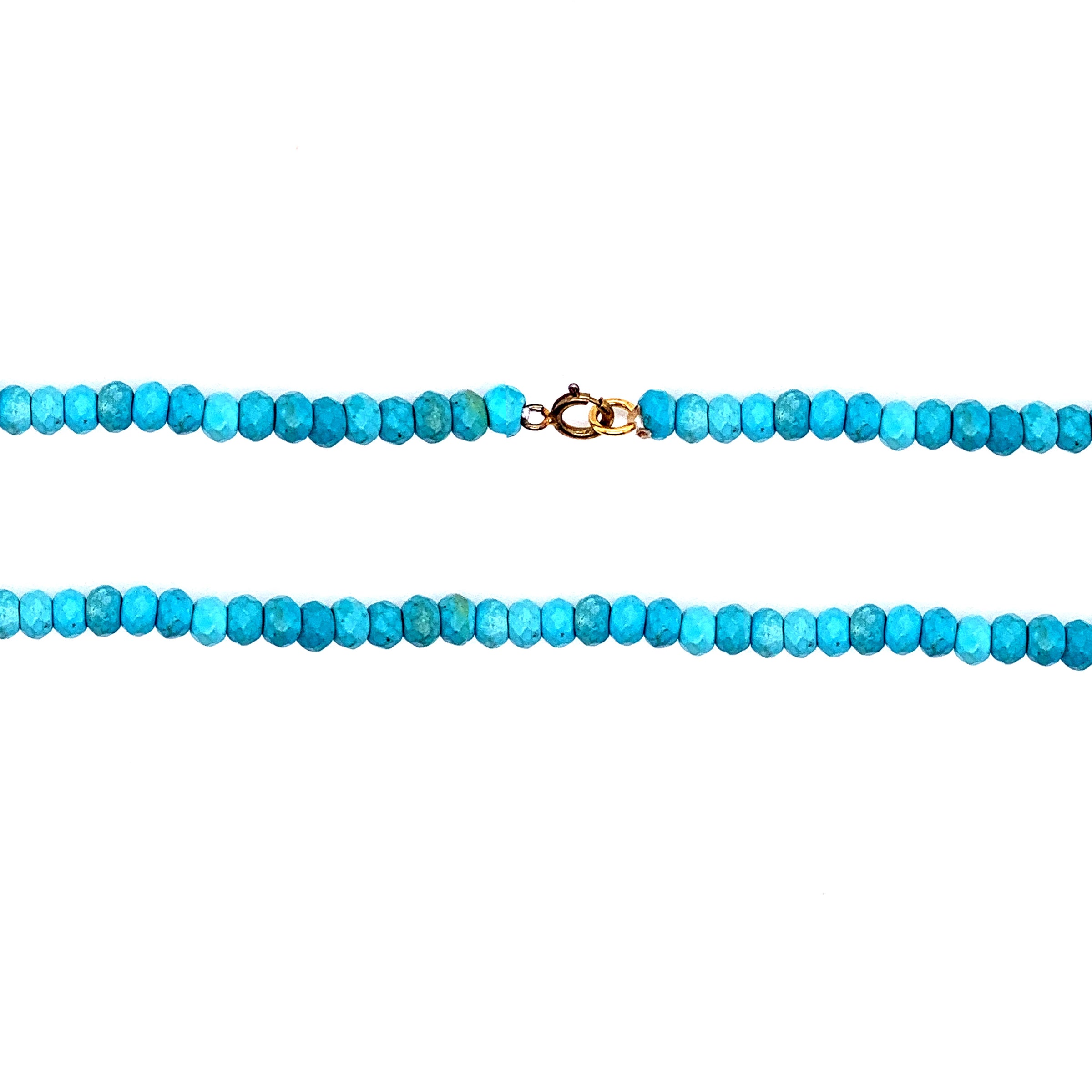 2x4mm Turquoise Rondelle Faceted Choker 13'' Necklace - With Gold Clasp