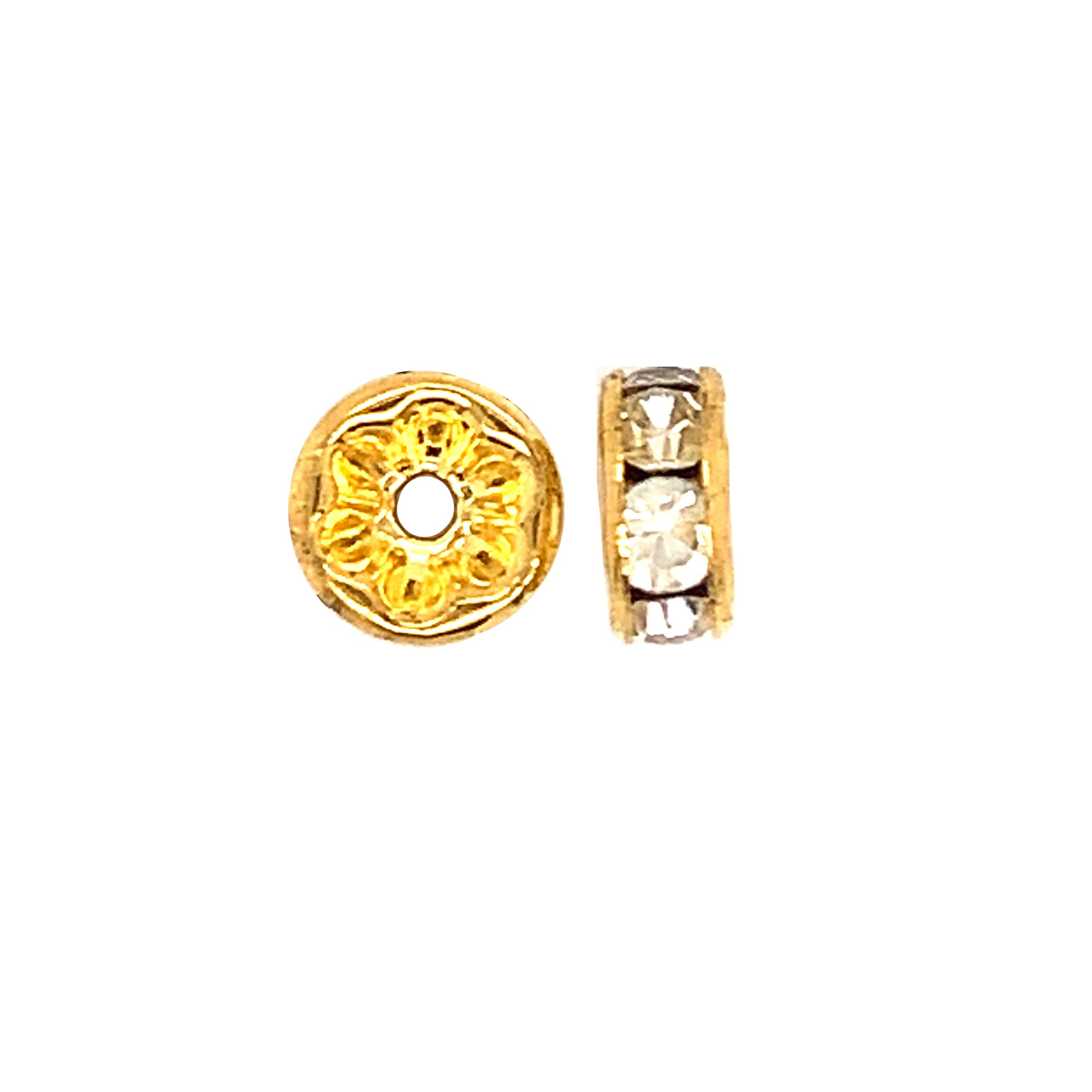 CZ 8mm Gold Tone Rondelle - Pack of 10