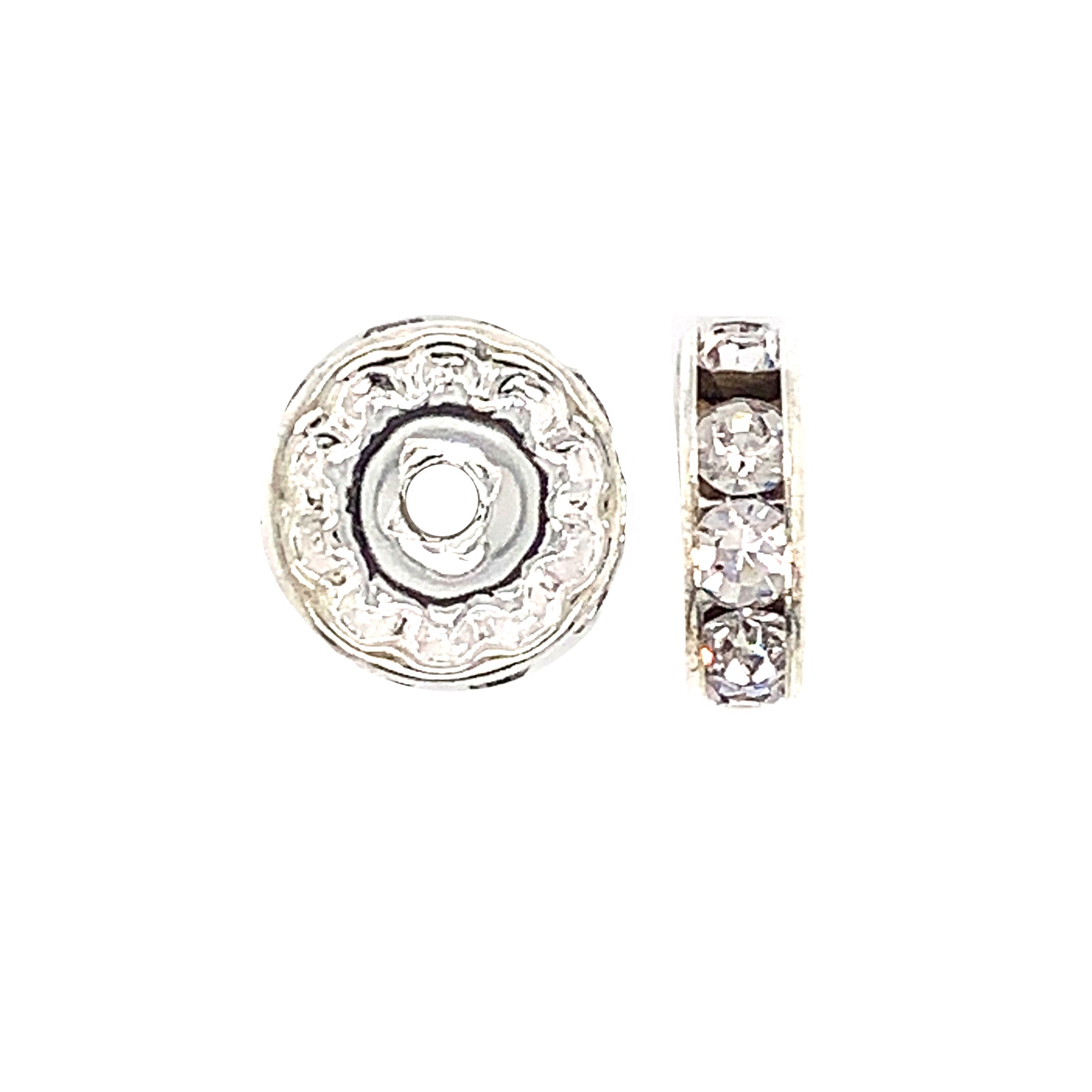 CZ 12mm Silver Tone Rondelle - Pack of 10