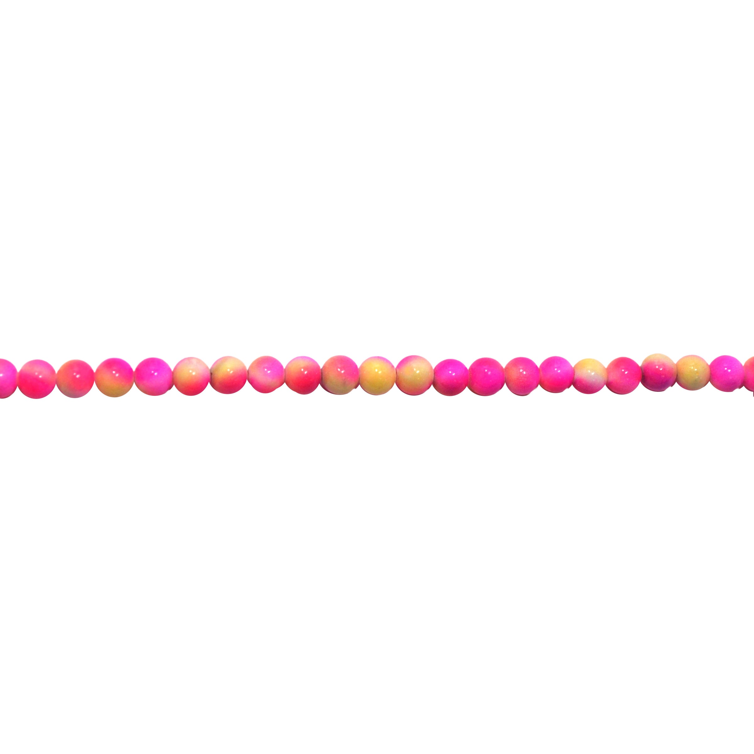 6mm Hot Pink Orange/ White Mashan Jade - Round