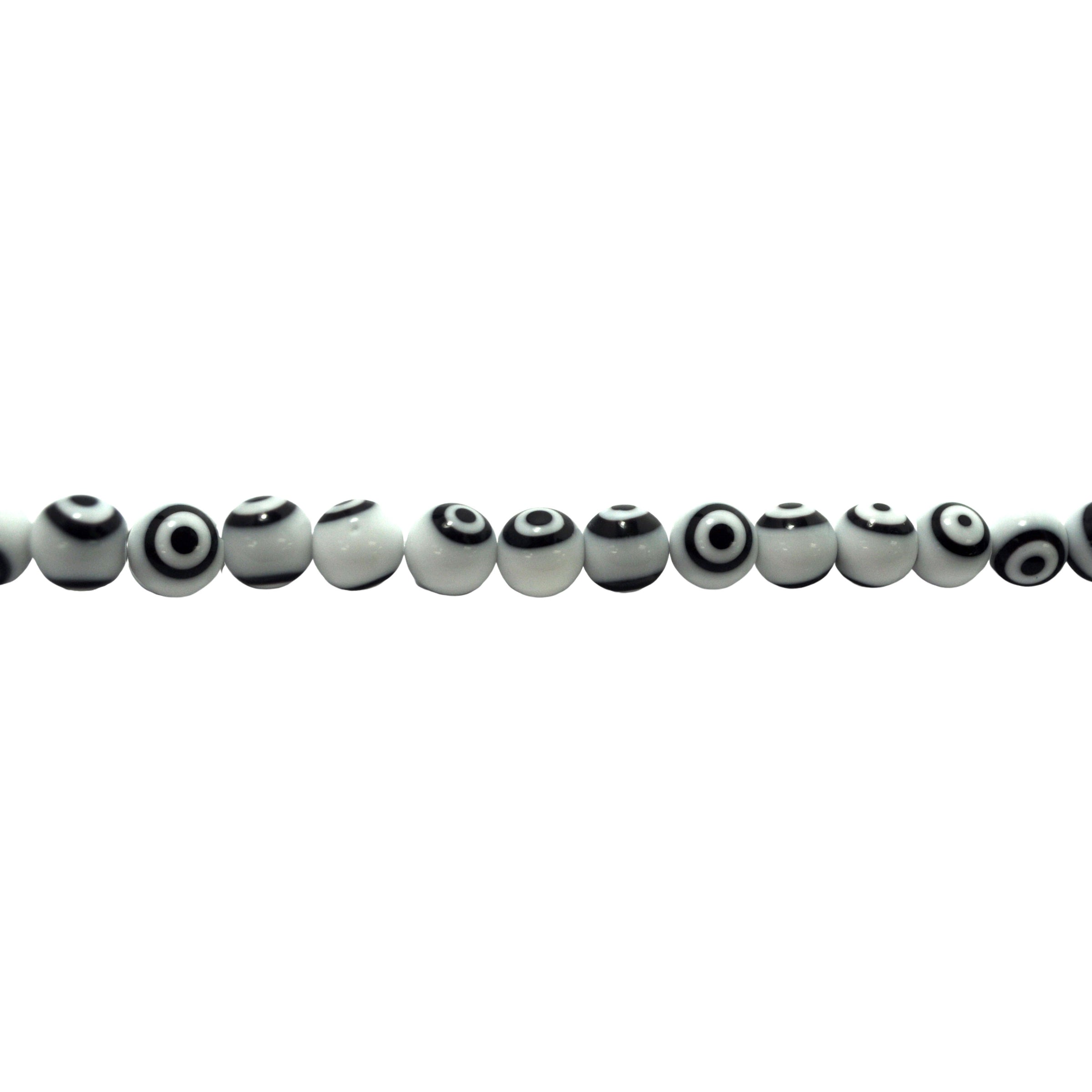 10mm White Evil Eye - Round