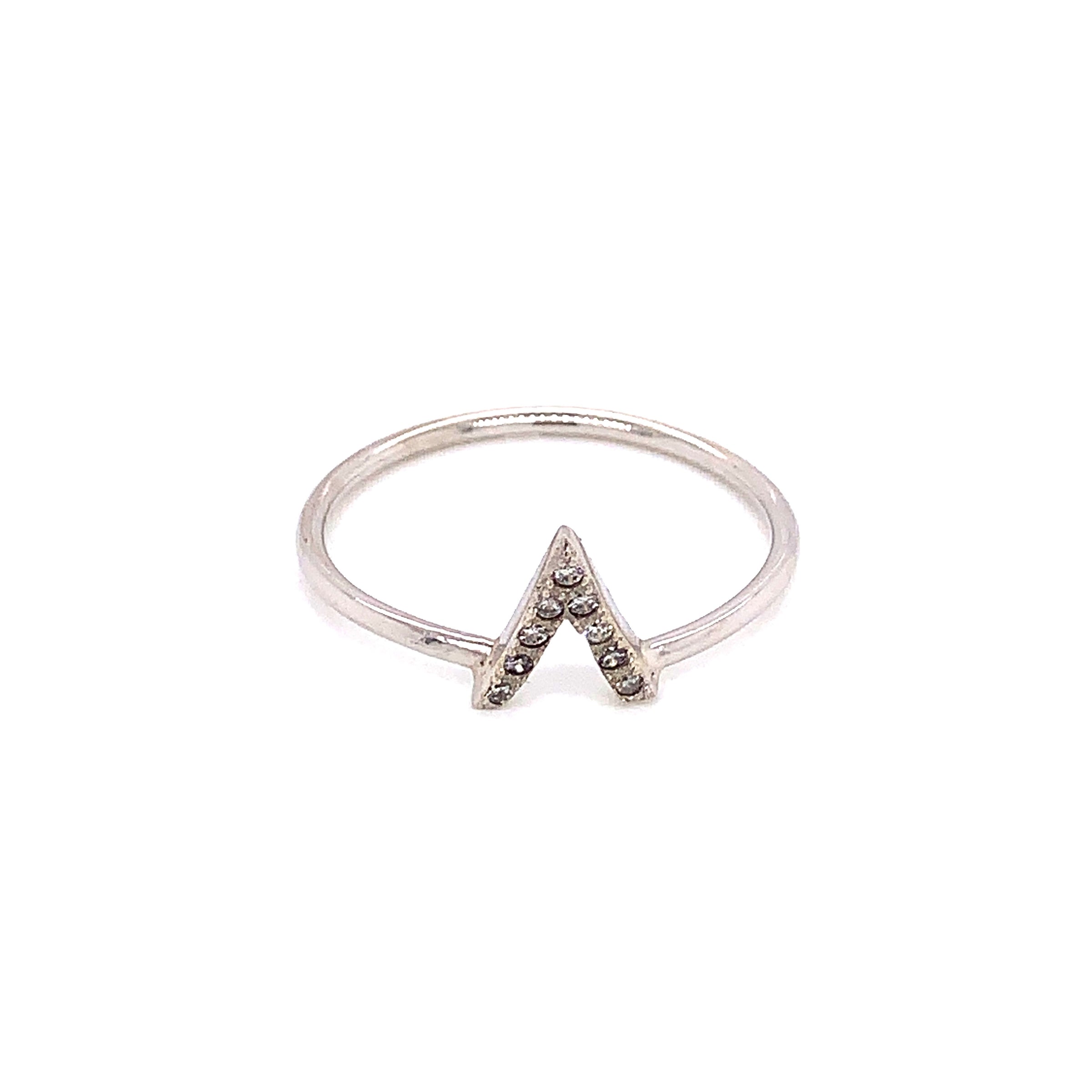 CZ V Ring - Sterling Silver
