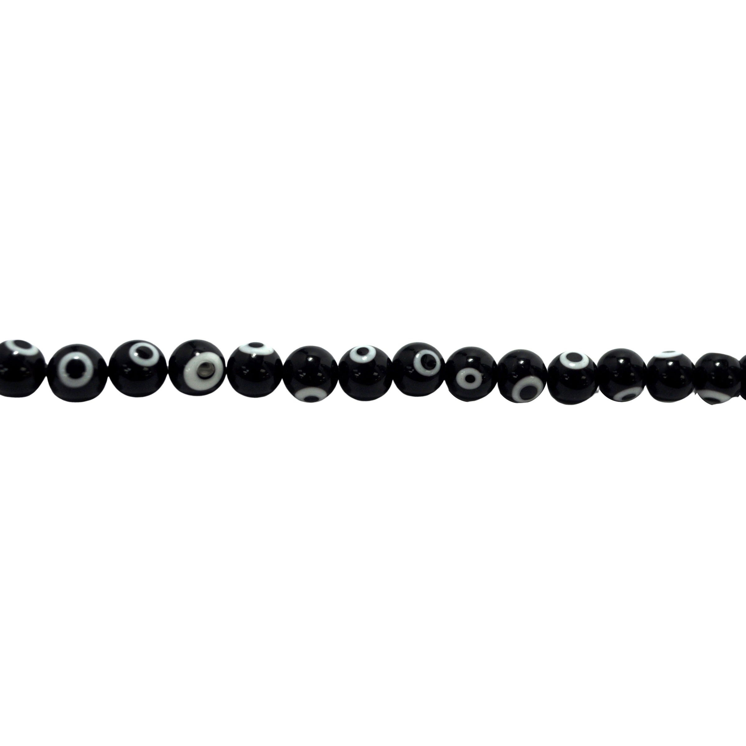 10mm Black/White Evil Eye Beads - Round
