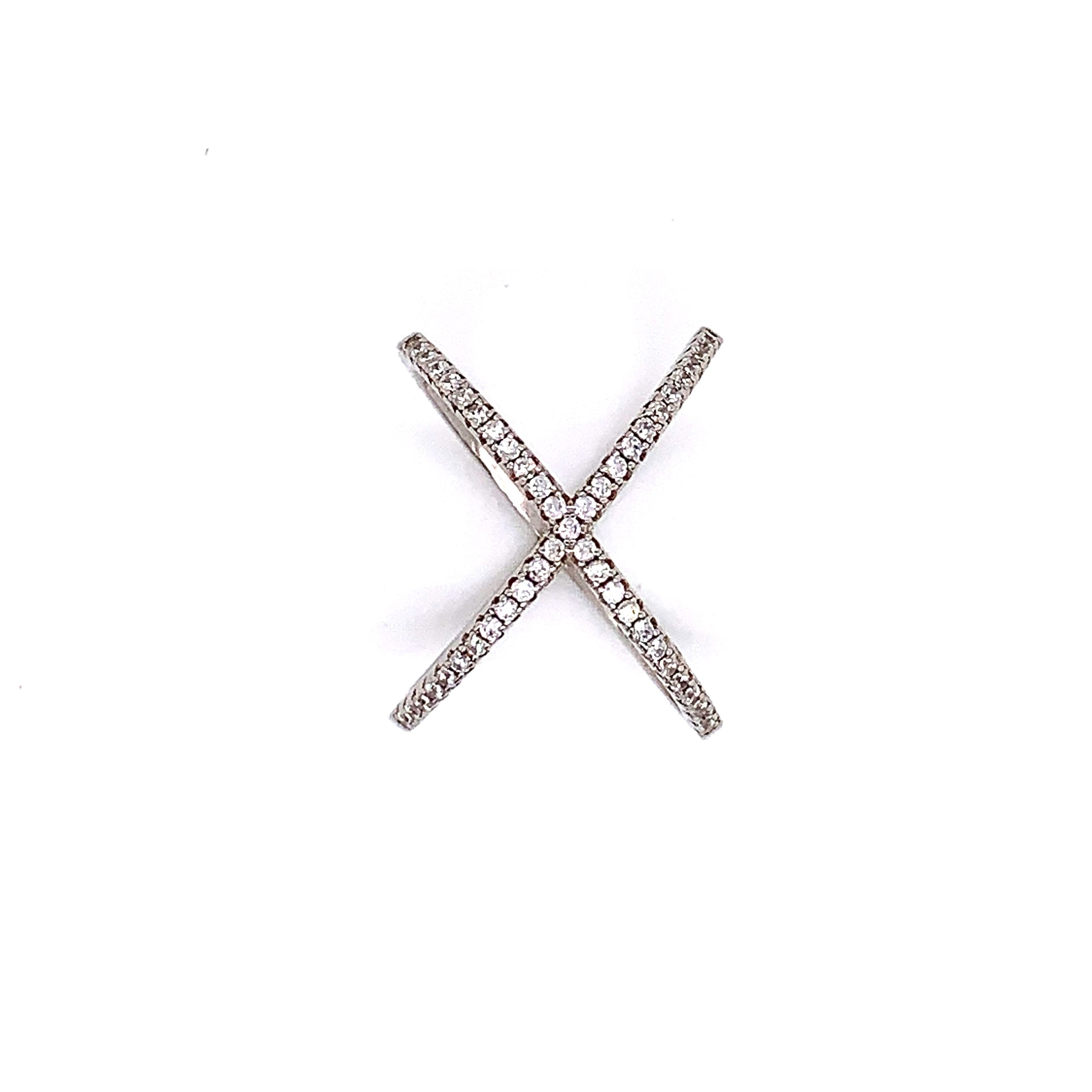 CZ X Ring - Sterling Silver
