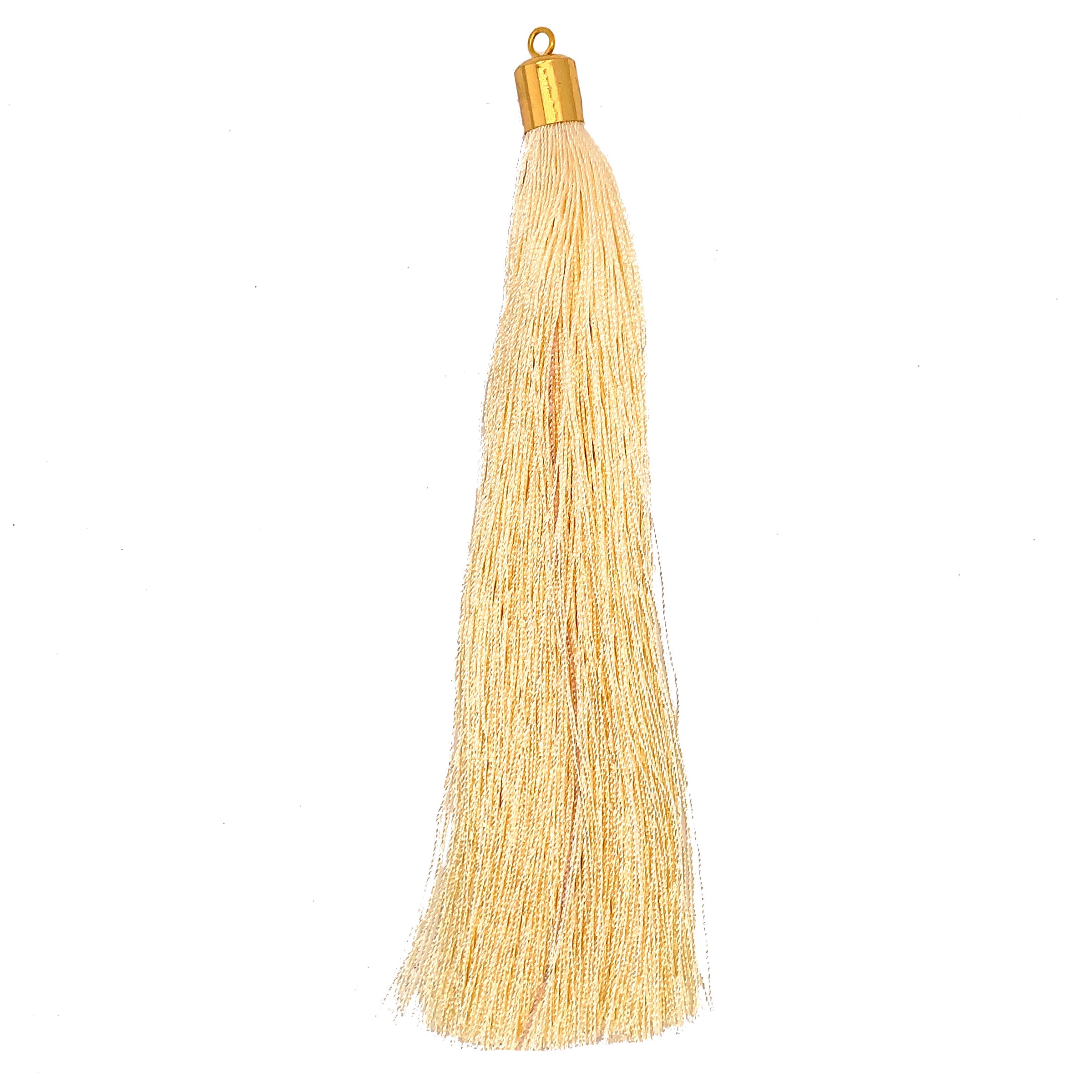 5" Long Cream Tassel with Gold Cap