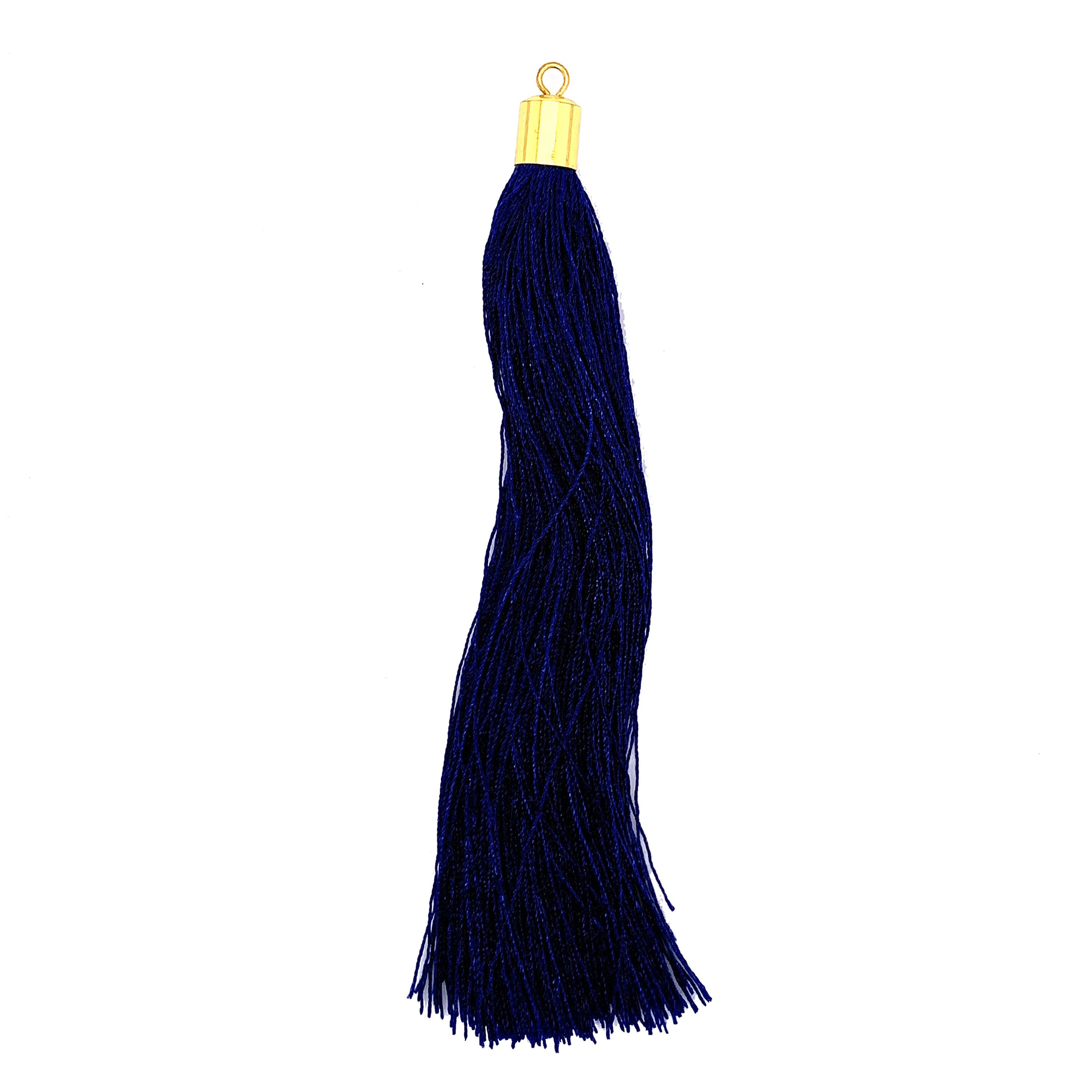 5" Long Navy Tassel with Gold Cap
