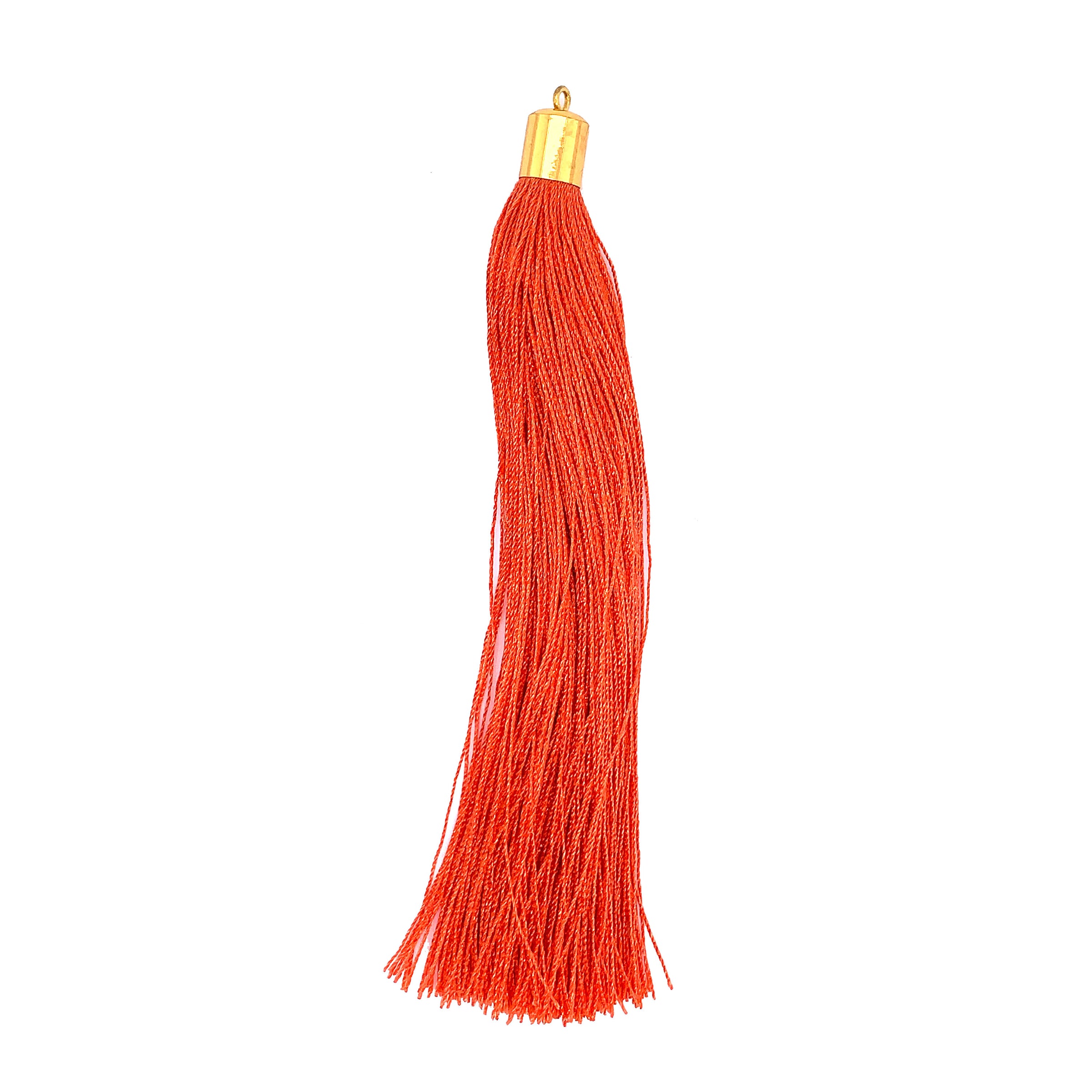 5" Long Orange Tassel with Gold Cap