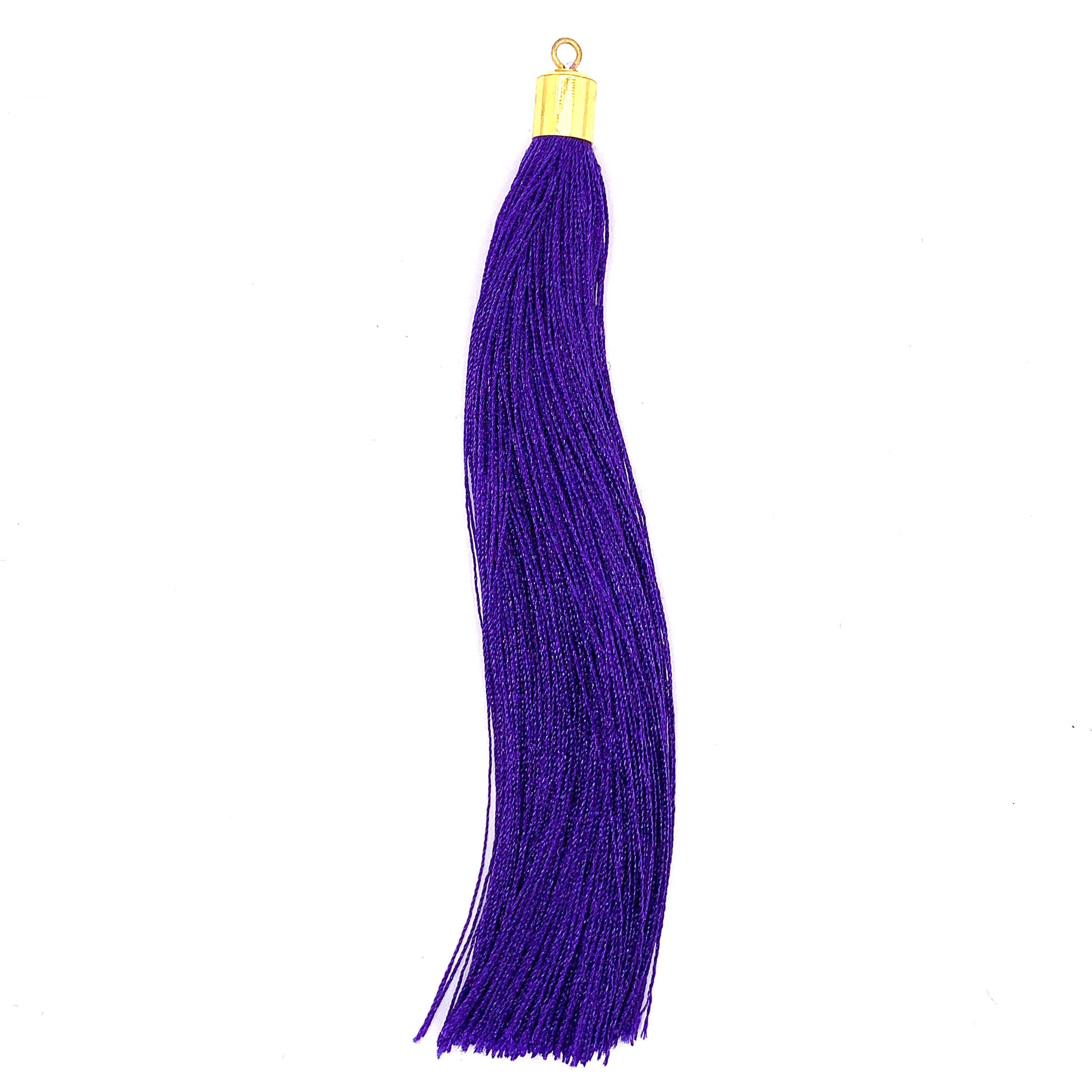5" Long Purple Tassel with Gold Cap