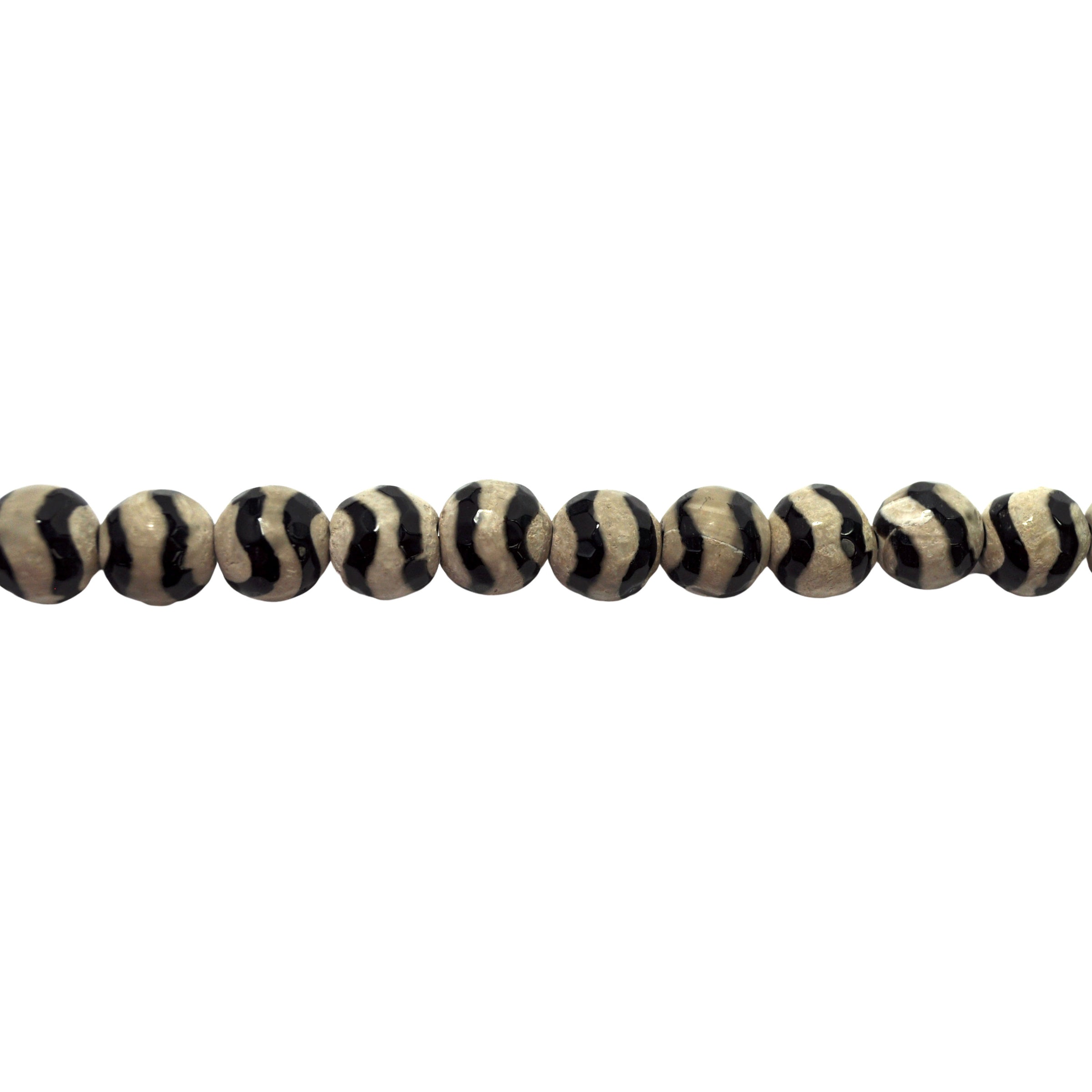 Zebra Striped Tibetan Agate Faceted Beads 12mm