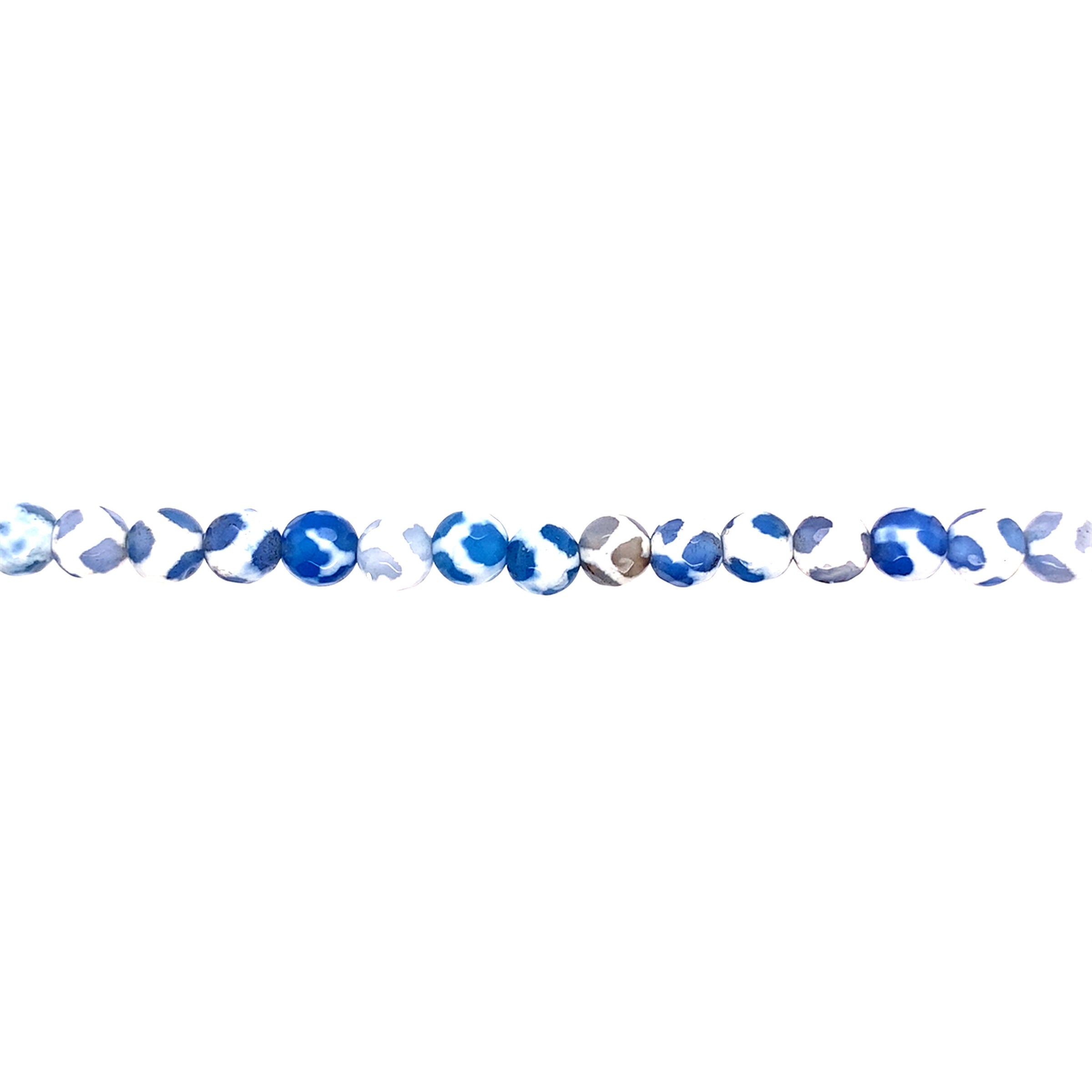 6mm Blue/White Tibetan Agate - Faceted