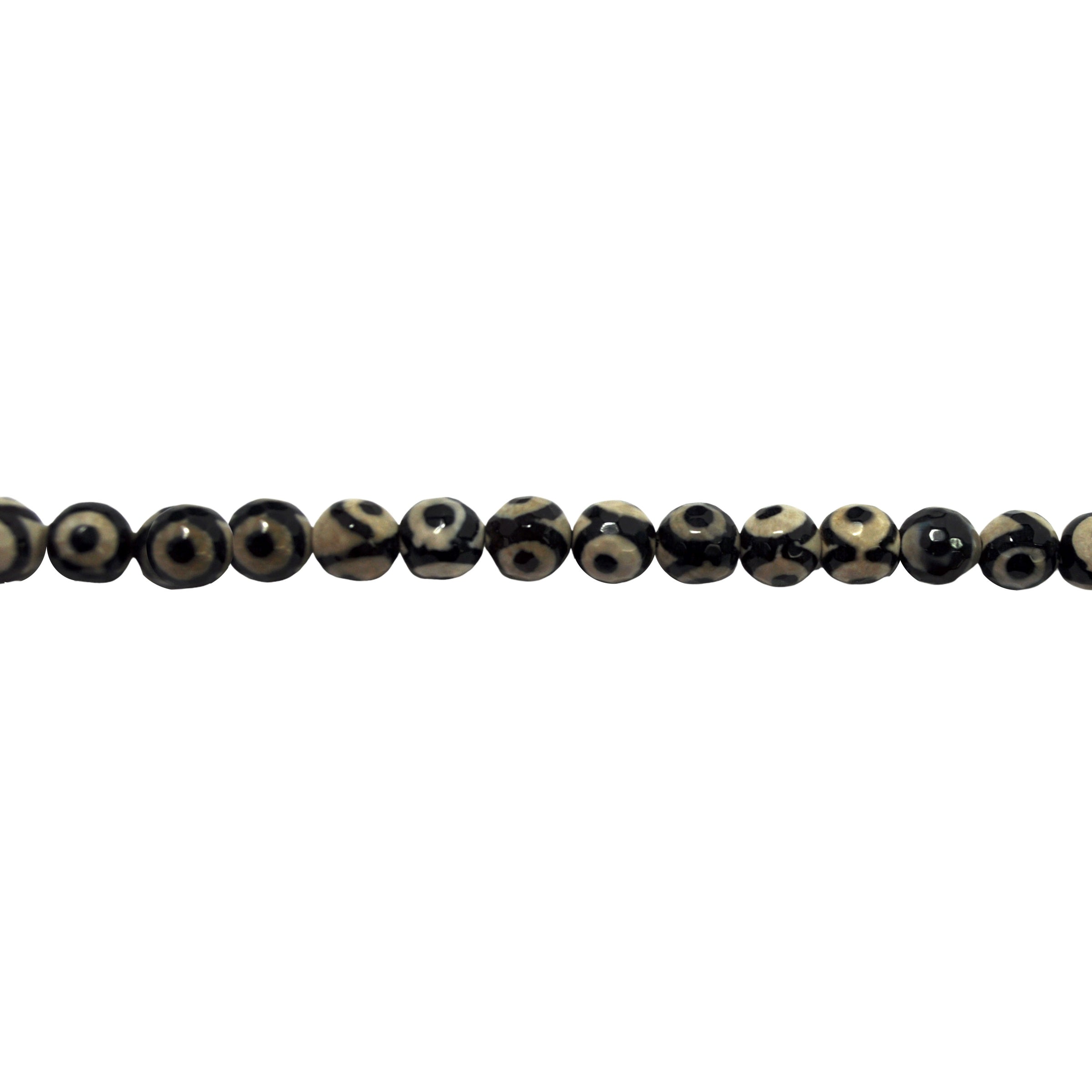 8mm Black Spot Tibetan Agate - Faceted
