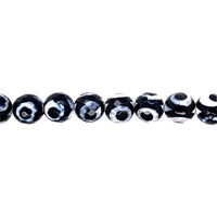 12mm Black Spot Tibetan Agate - Faceted