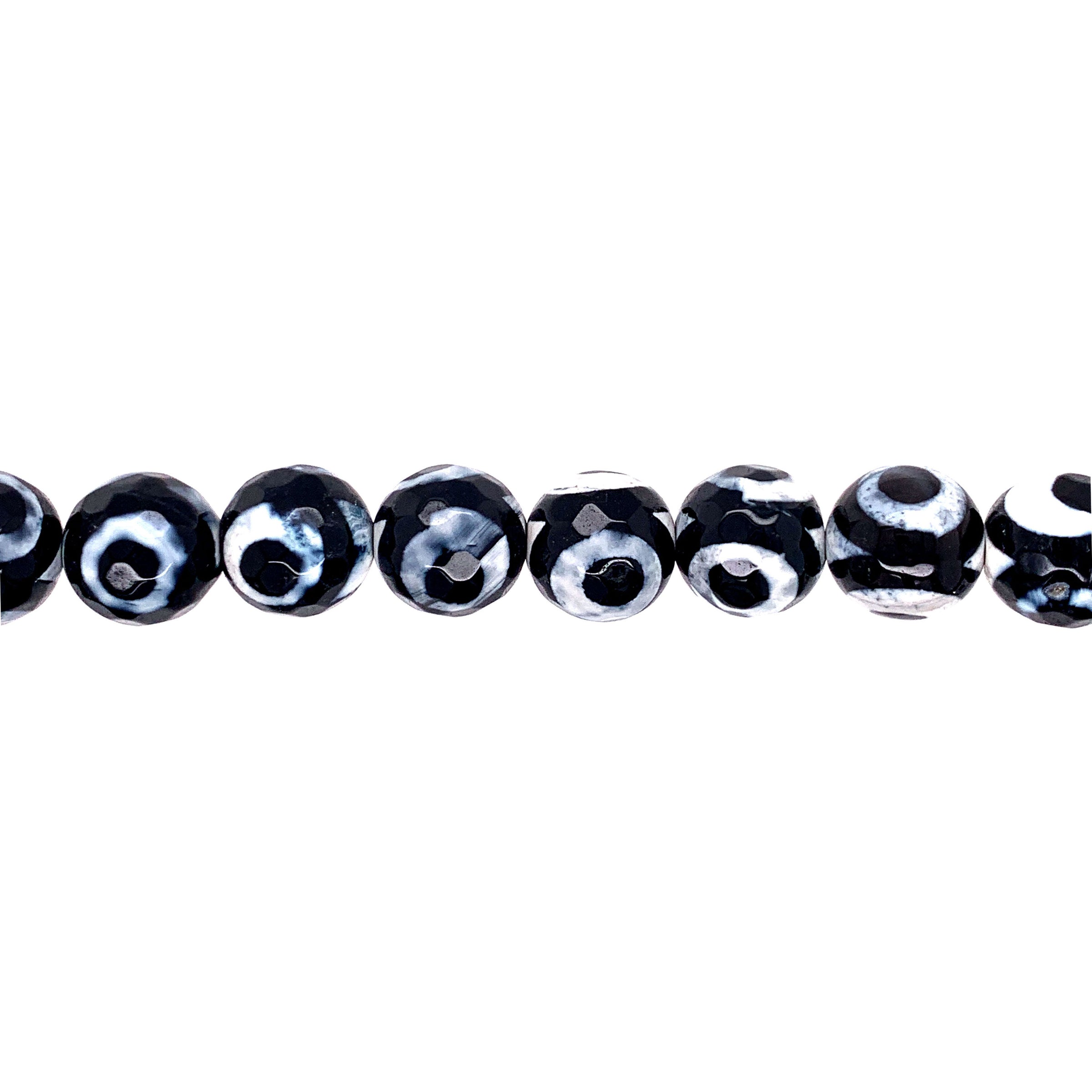 12mm Black Spot Tibetan Agate - Faceted