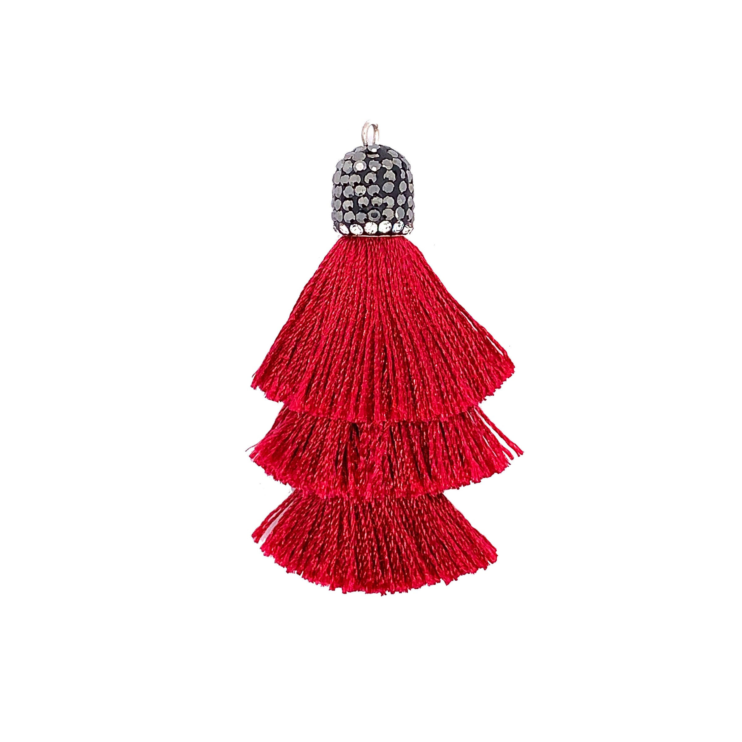 Tiered Burgundy Tassel with Stone Cap