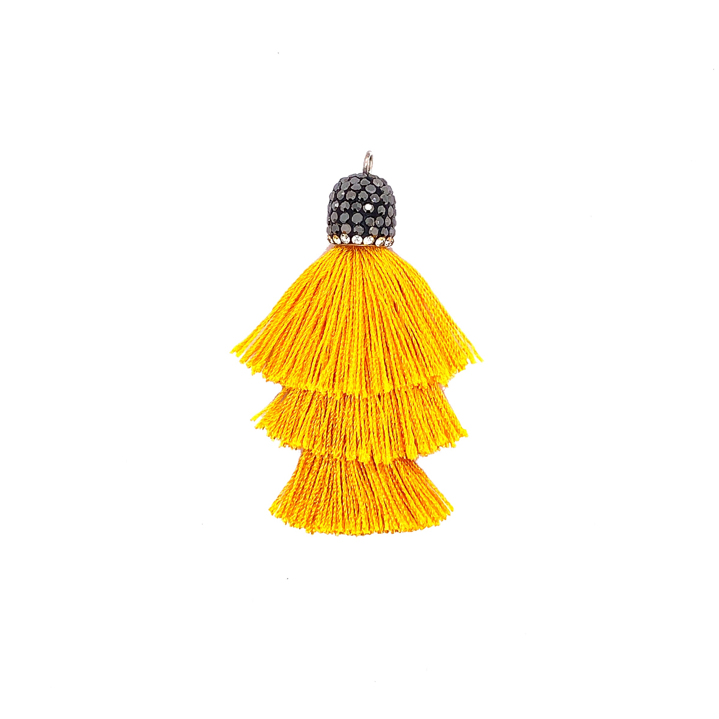Tiered Medallion Gold Tassel with Stone Cap