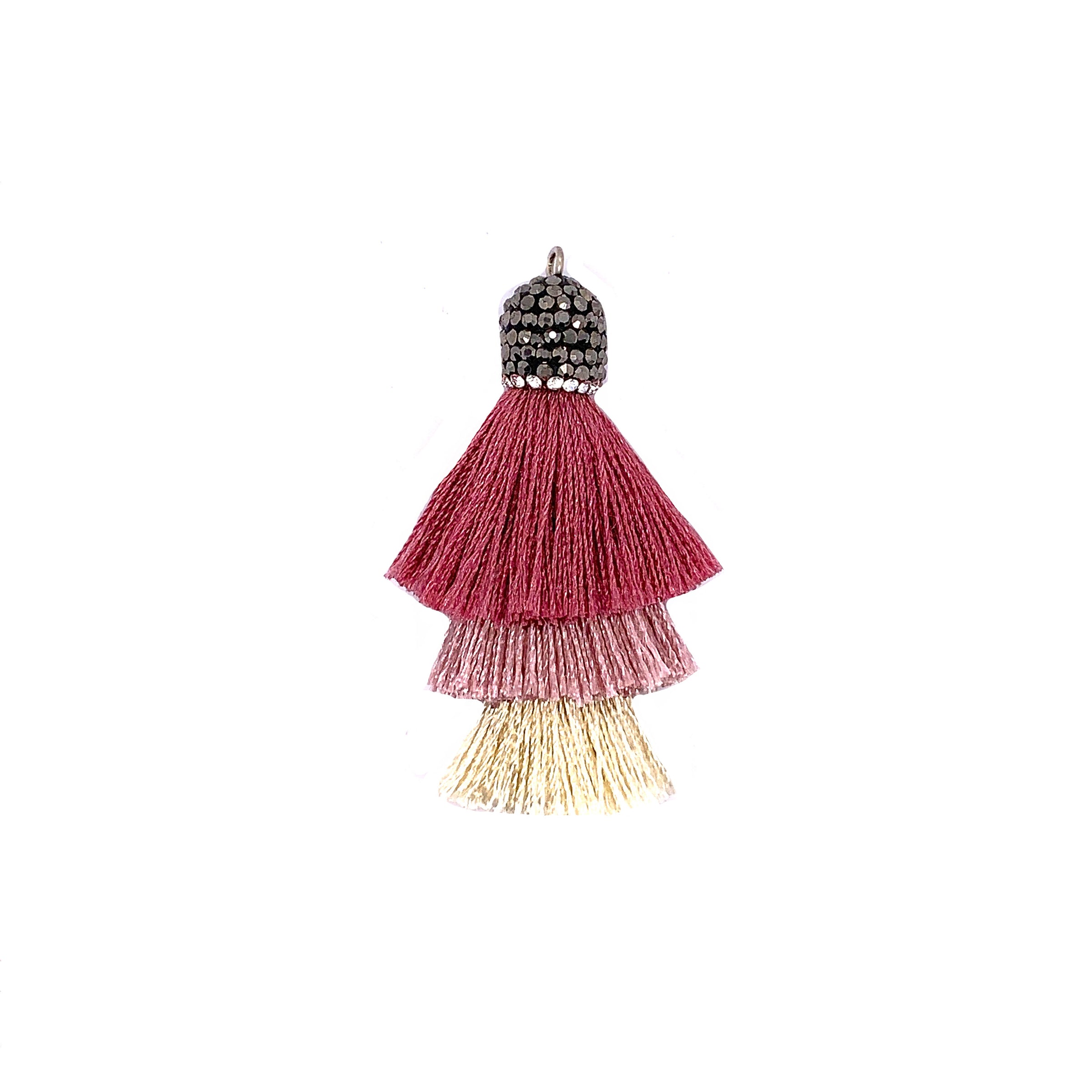 Tiered Gradient Rose Tassel with Stone Cap